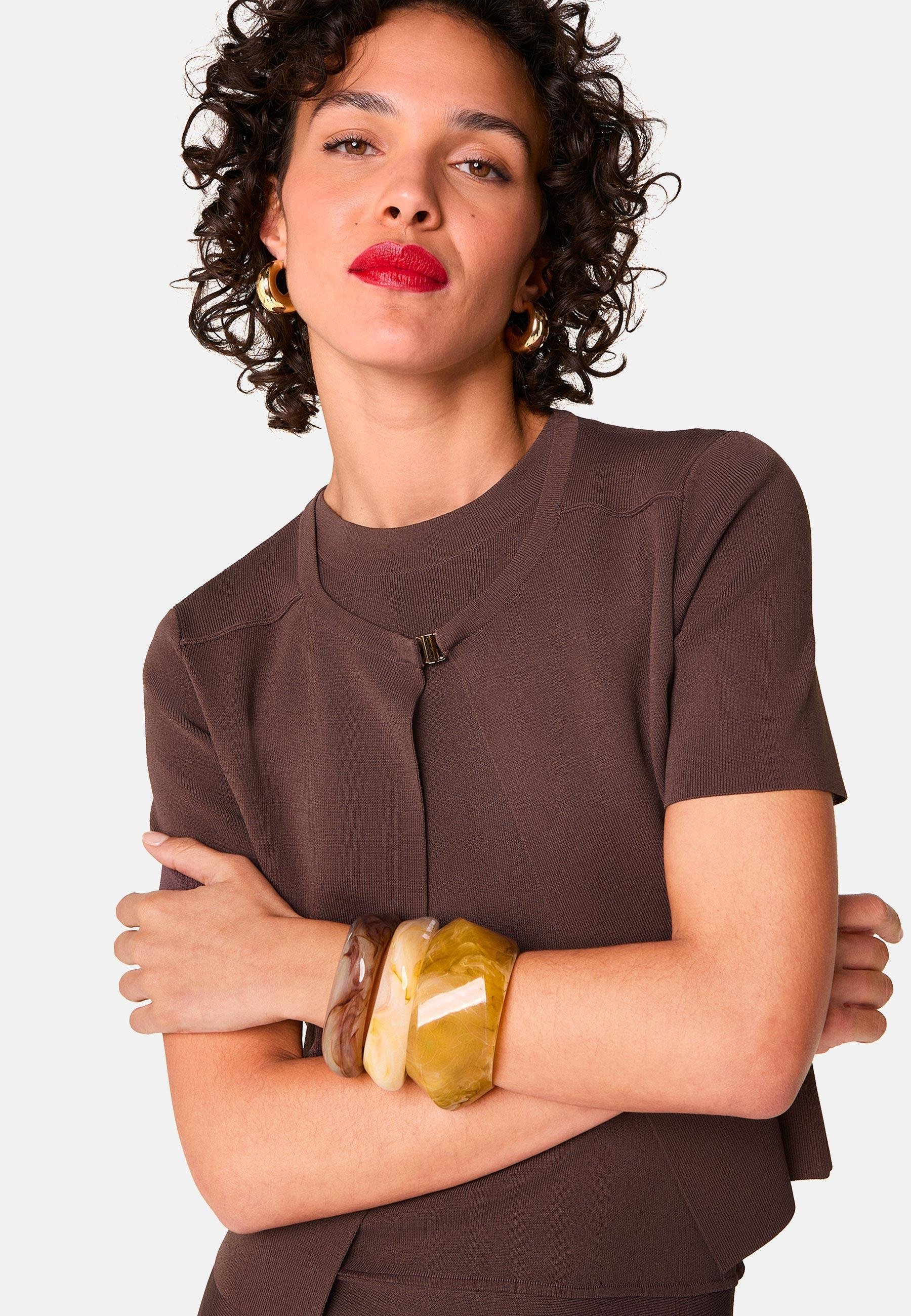 Short-sleeved cropped cardigan RODIER Brown