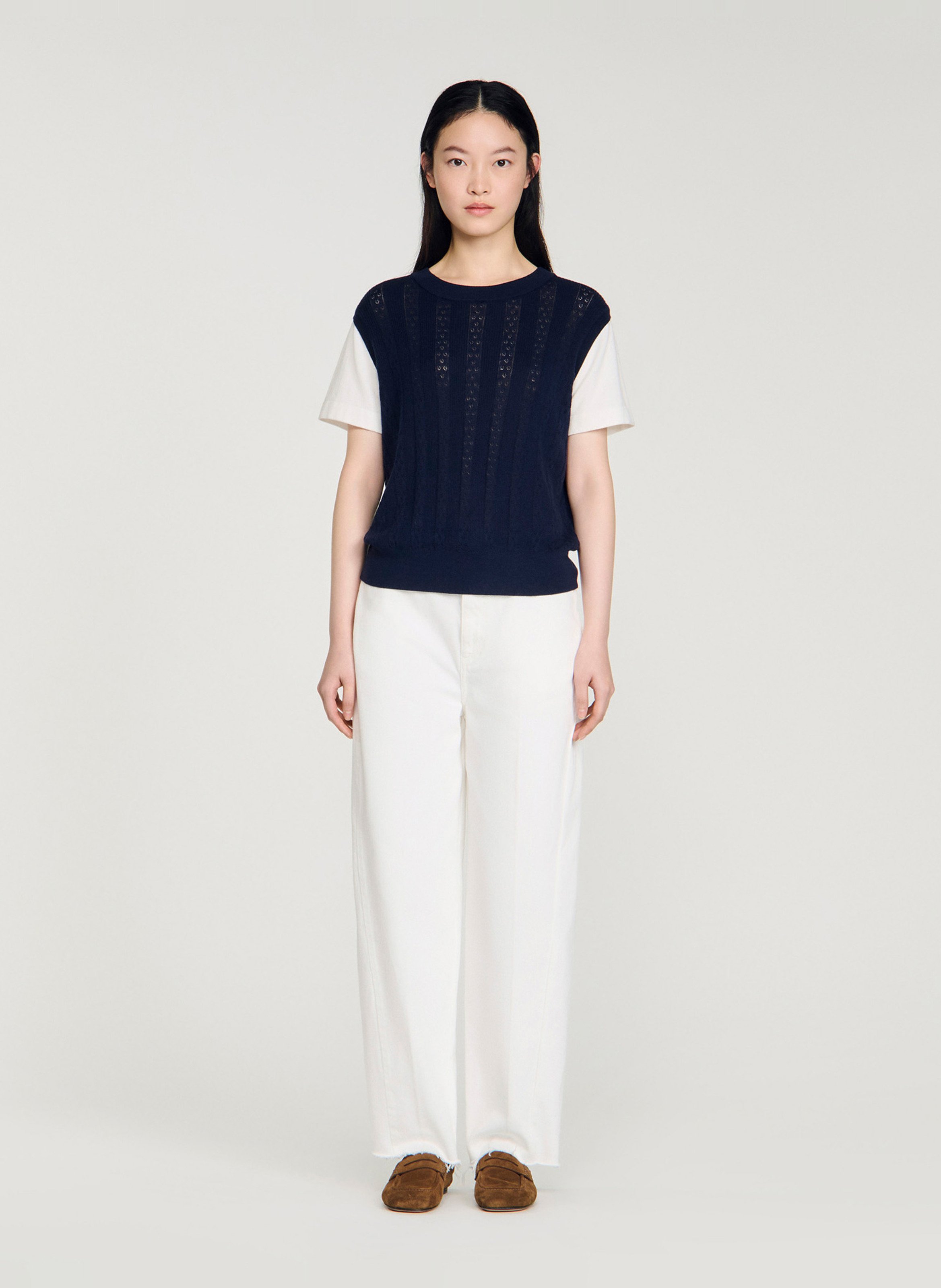 Gestreepte wollen trui SANDRO Blauw