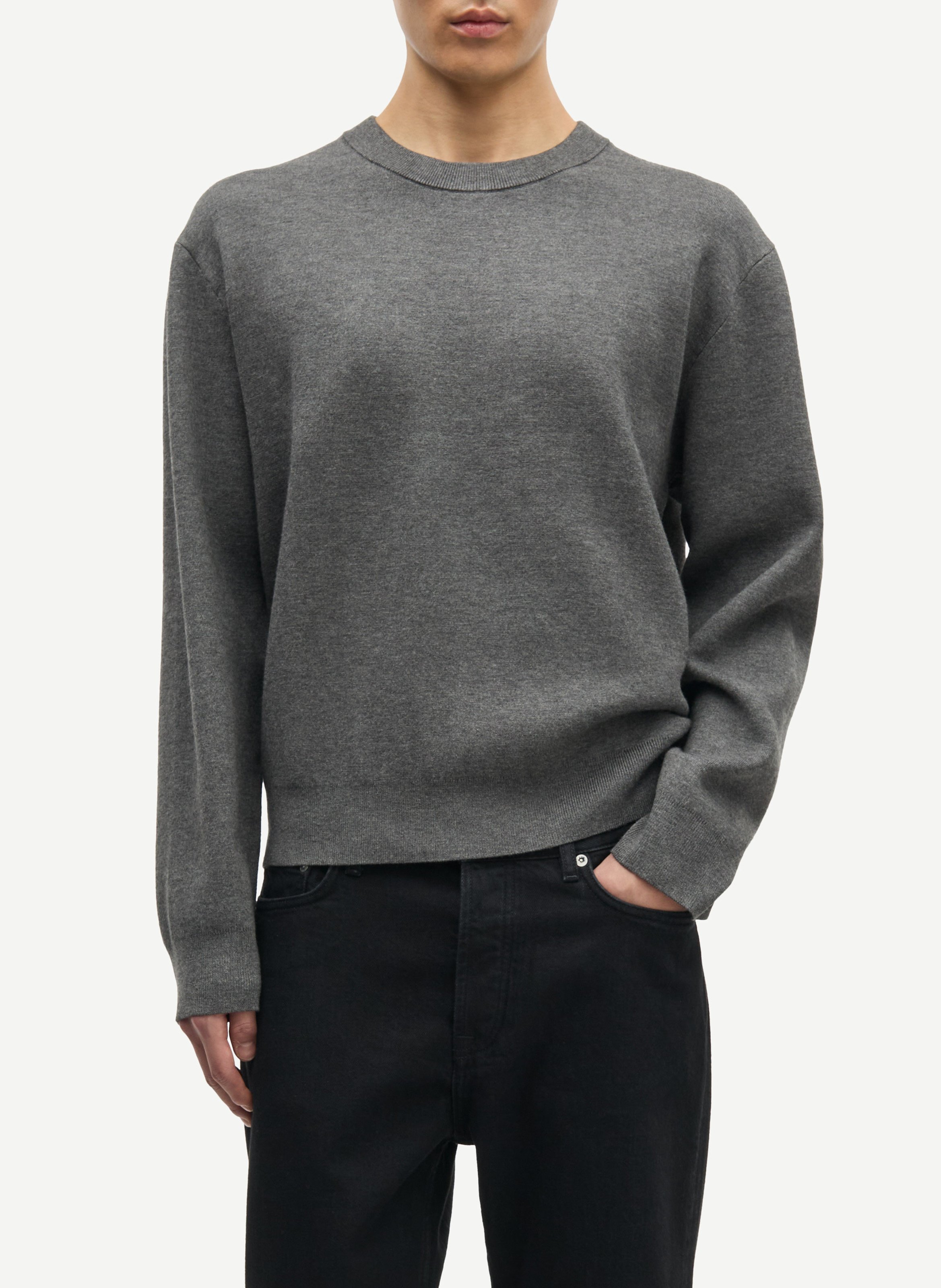 Gerade geschnittener Rundhalspullover SAMSOE SAMSOE Grau