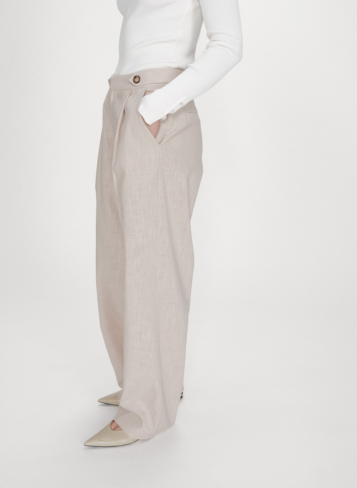Trousers tailored in plain linen blend GRACE ET MILA Beige