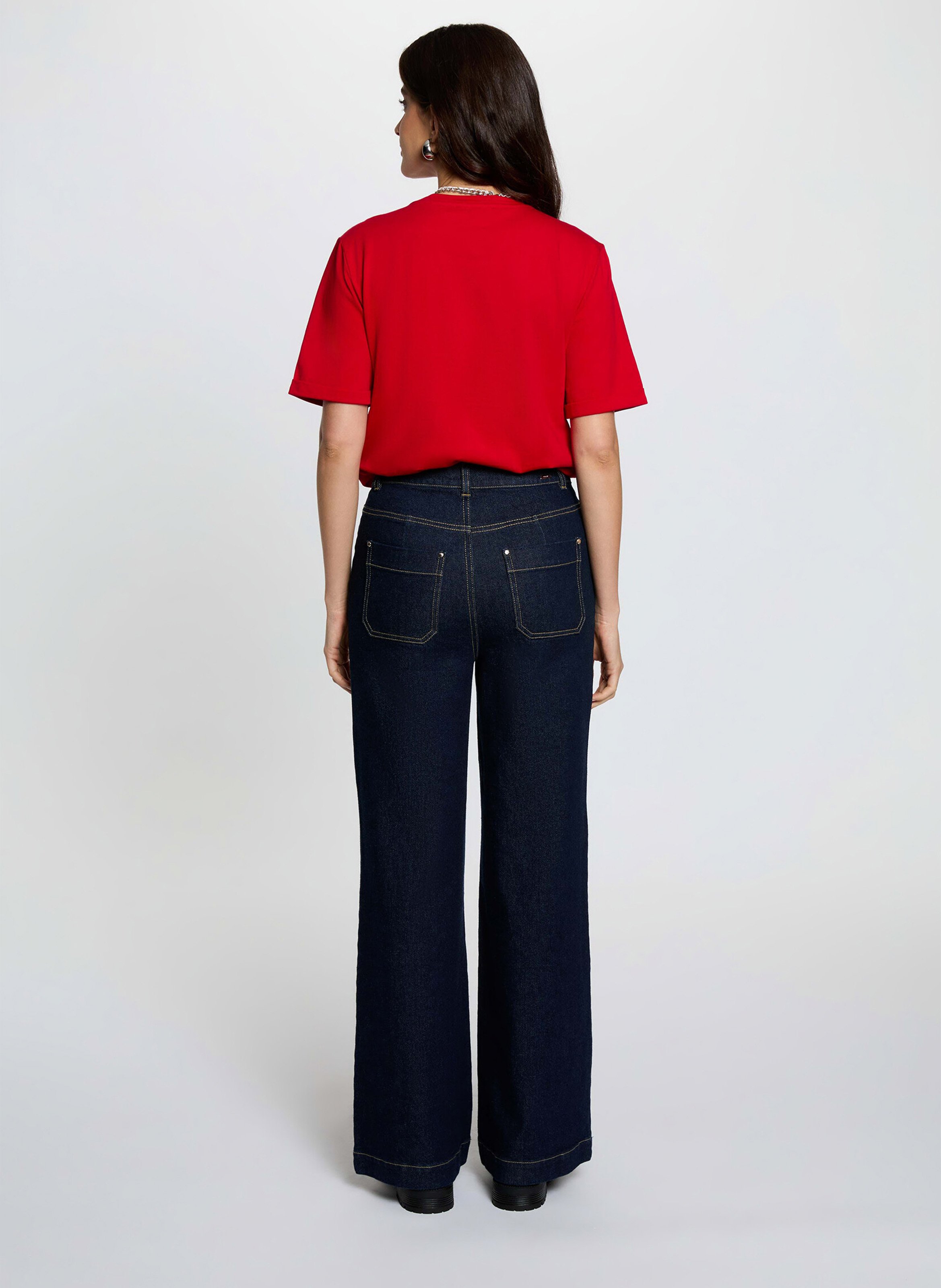 Tee-shirt manches courtes broderies cœur MORGAN Rouge