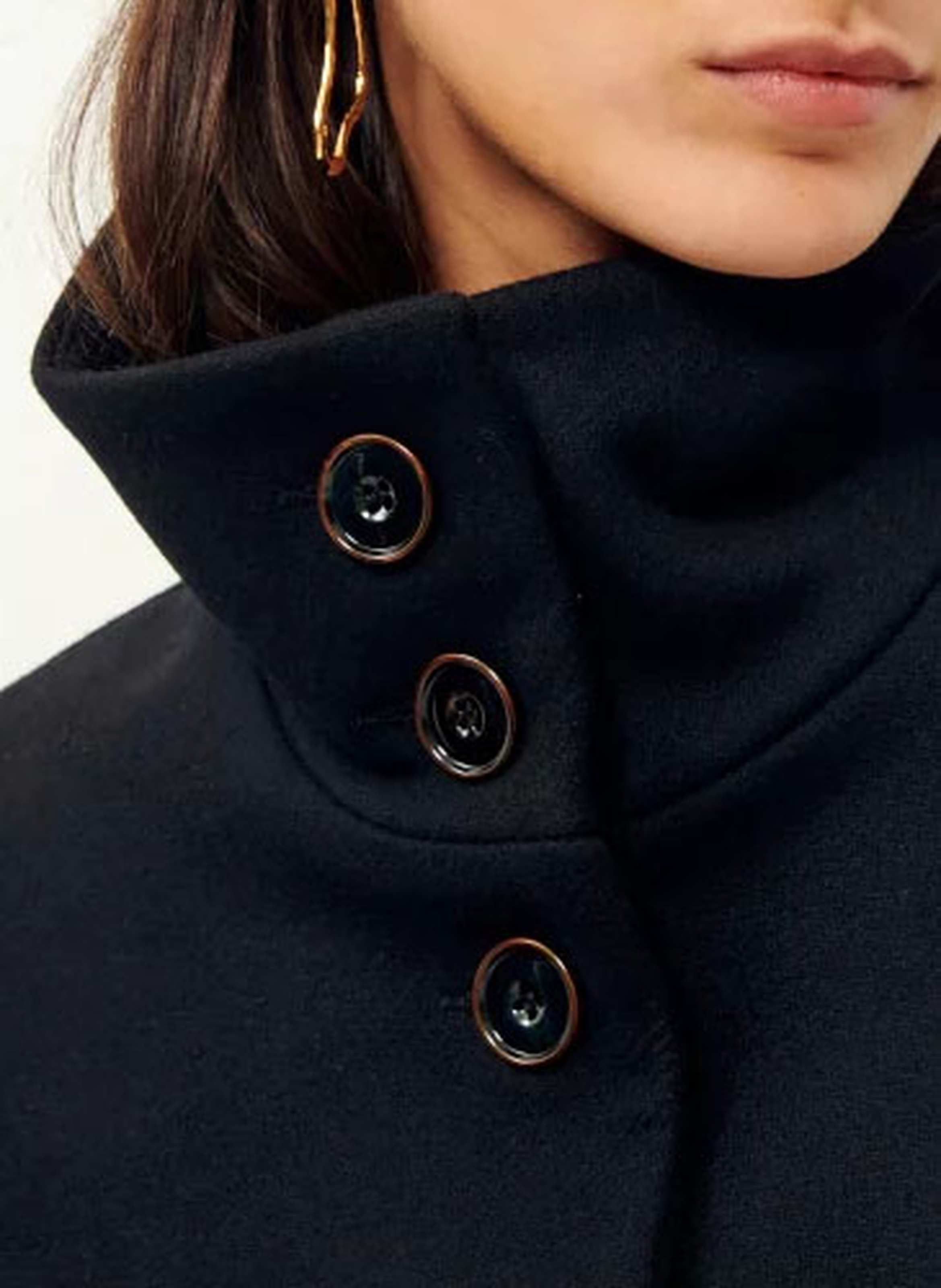 High-neck wool-blend coat SESSUN Black