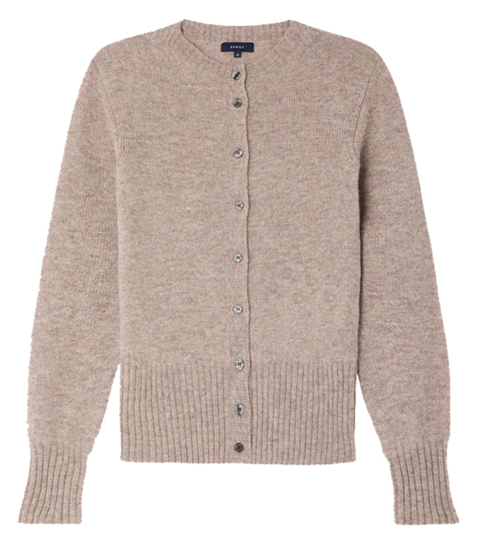 Straight round-neck wool cardigan SOEUR