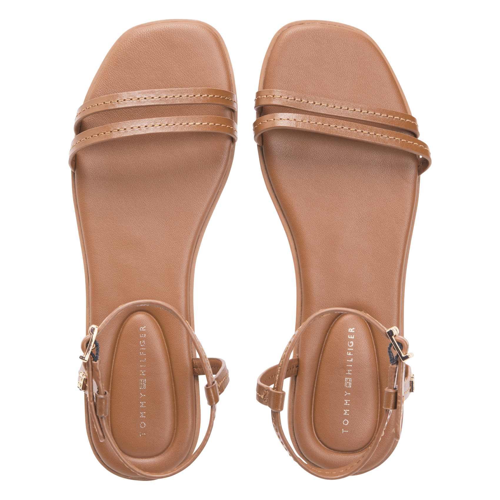 Flat leather sandals TOMMY HILFIGER Brown