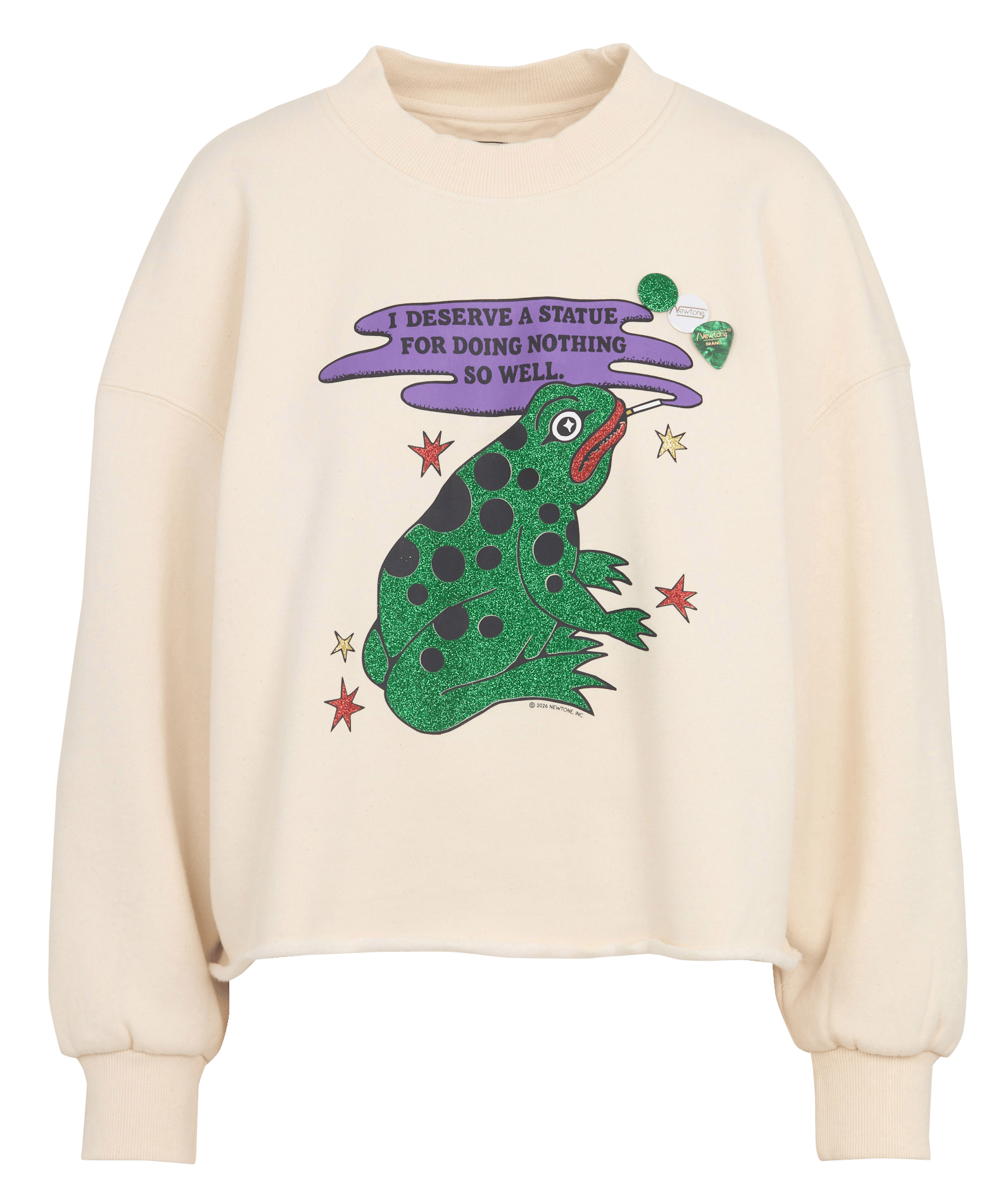 Bedrukte korte sweatshirt van katoen NEWTONE Beige