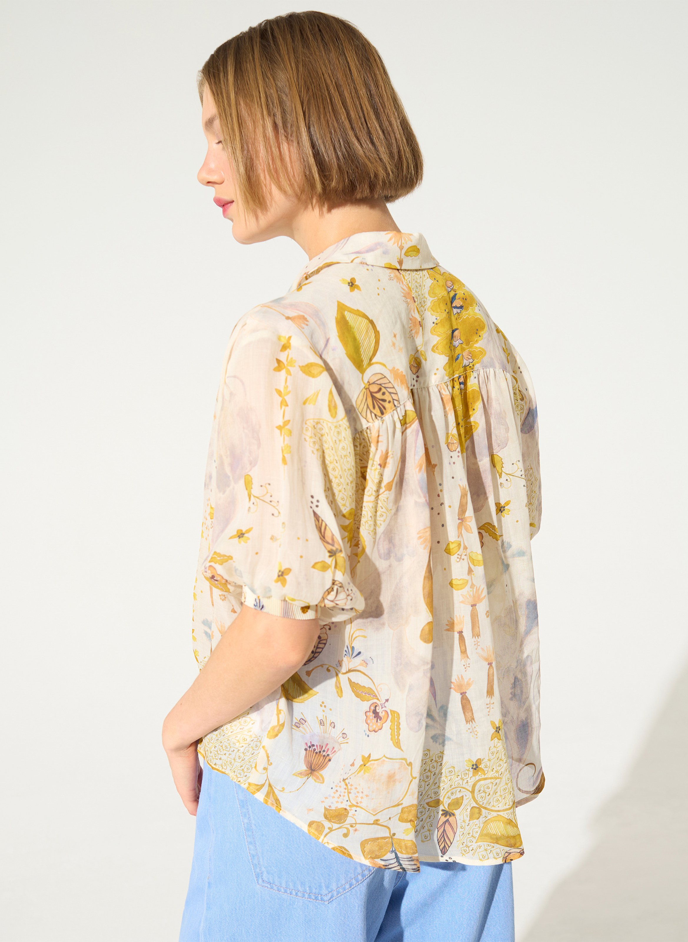 Chemise oversize col classique imprimée COTELAC Blanc