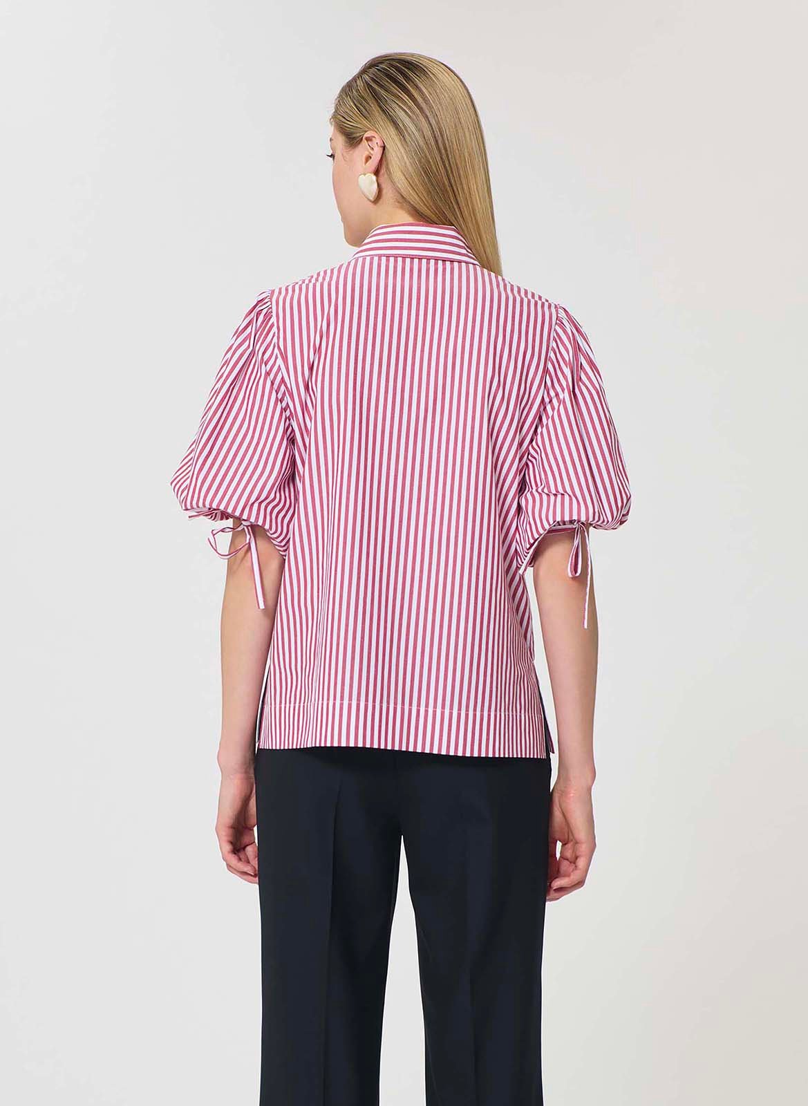 Chemise droite à rayures en popeline TARA JARMON Rouge