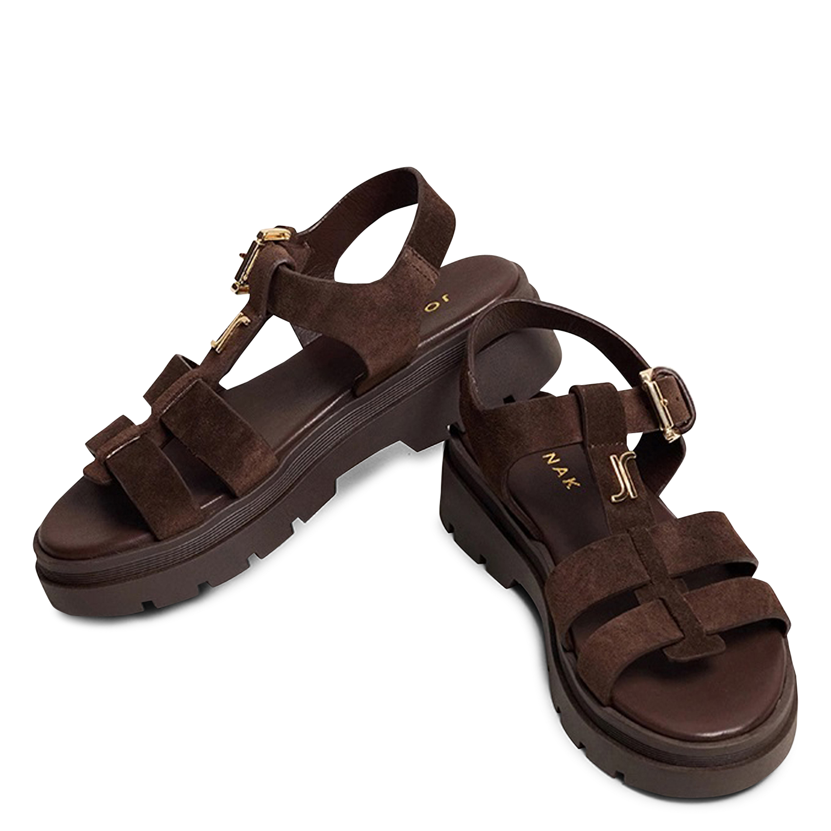 Velvet leather platform sandals JONAK Brown