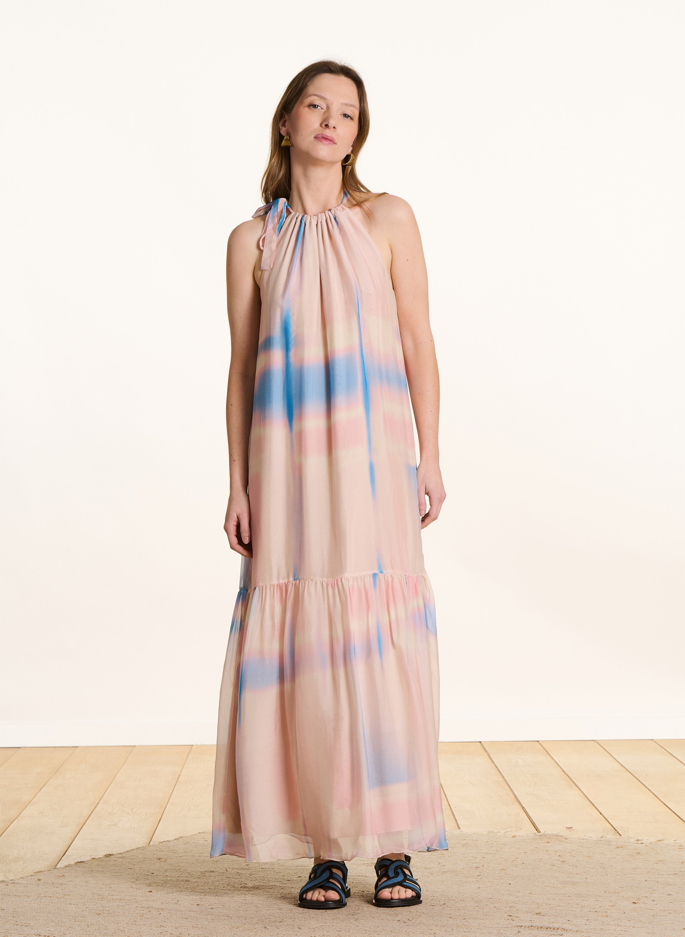 Robe longue ample LA FEE MARABOUTEE Rose