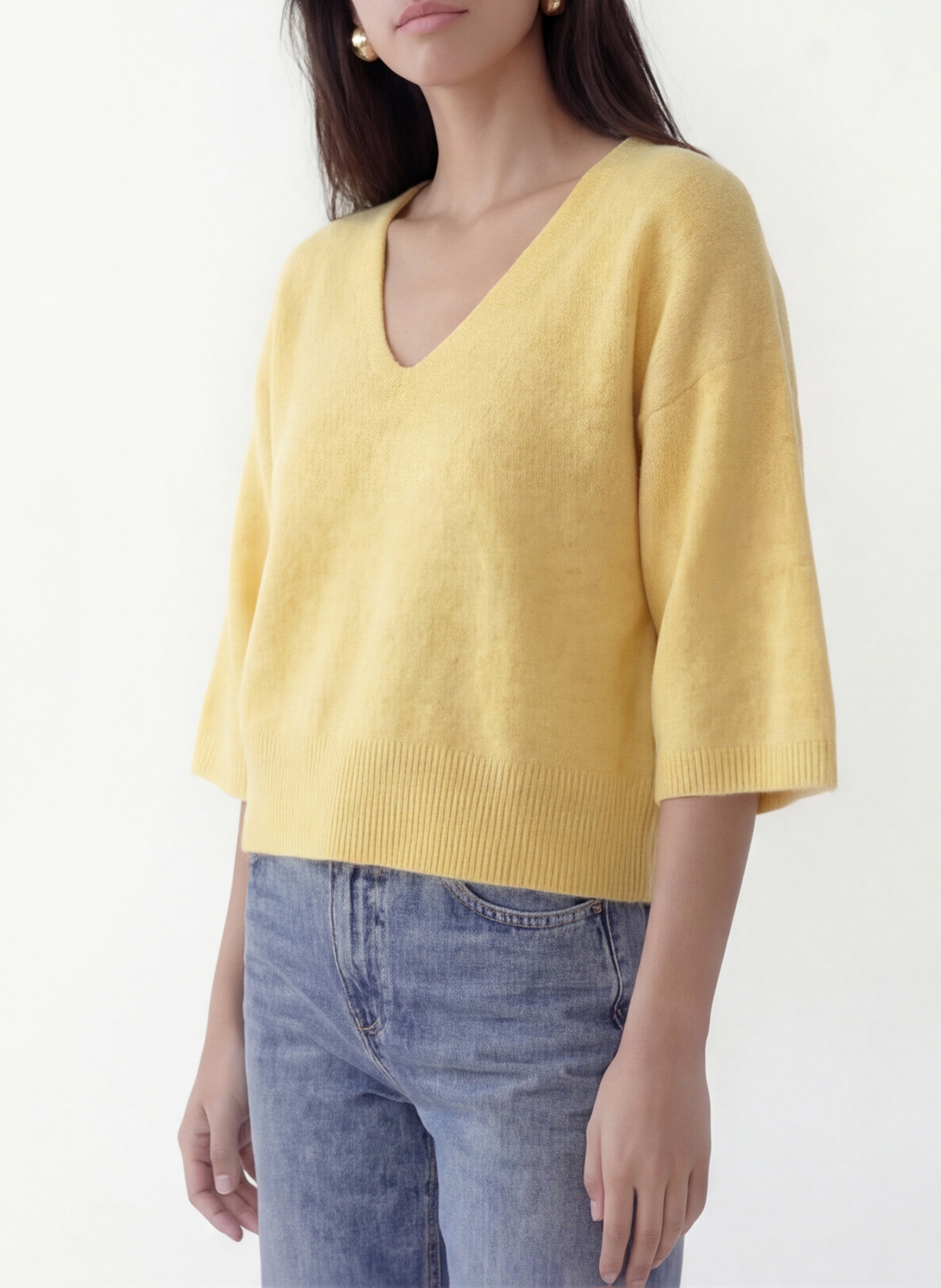 Pullover mit V-Ausschnitt KOOKAI Gelb