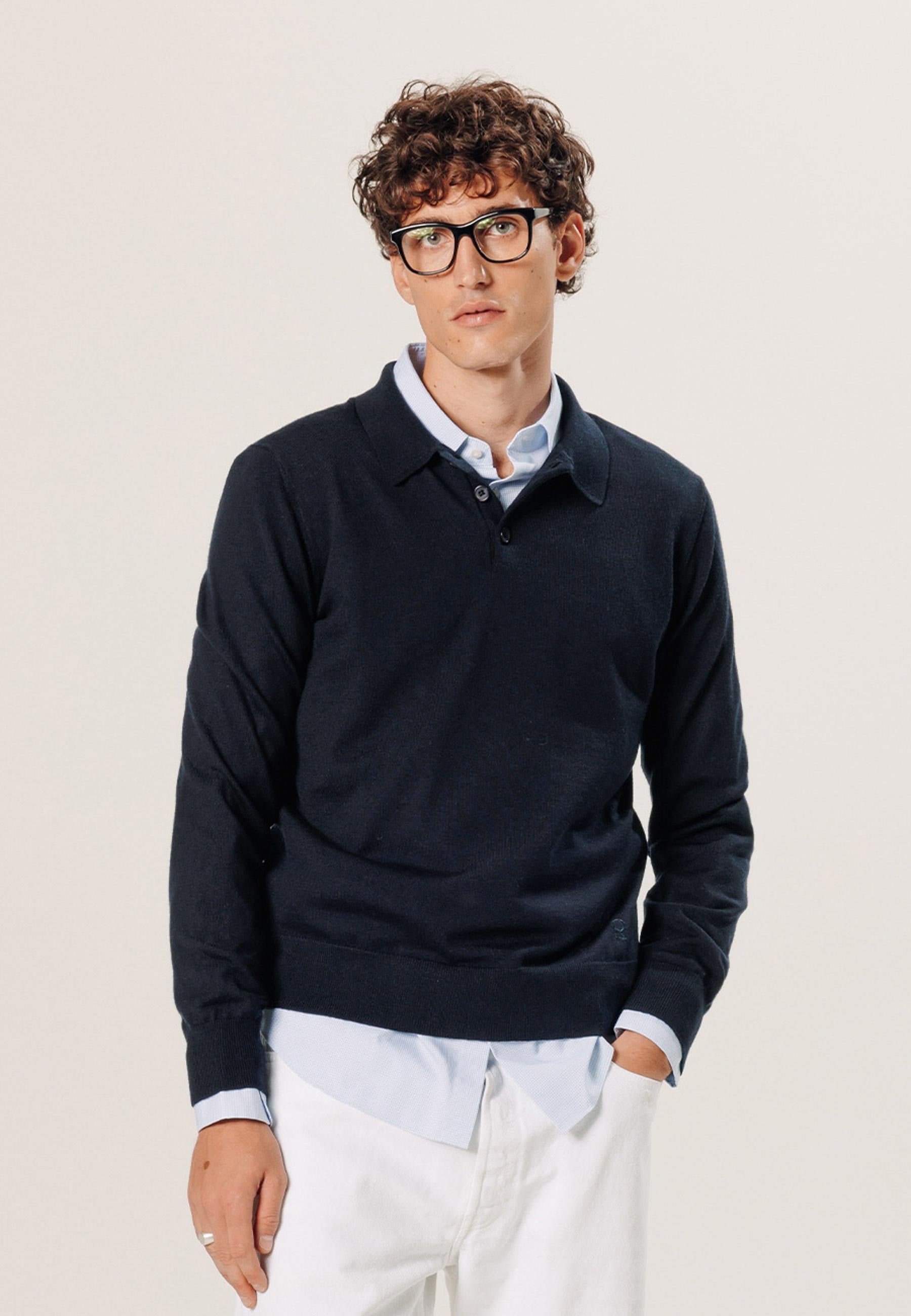 Polo en laine mérinos RODIER Bleu