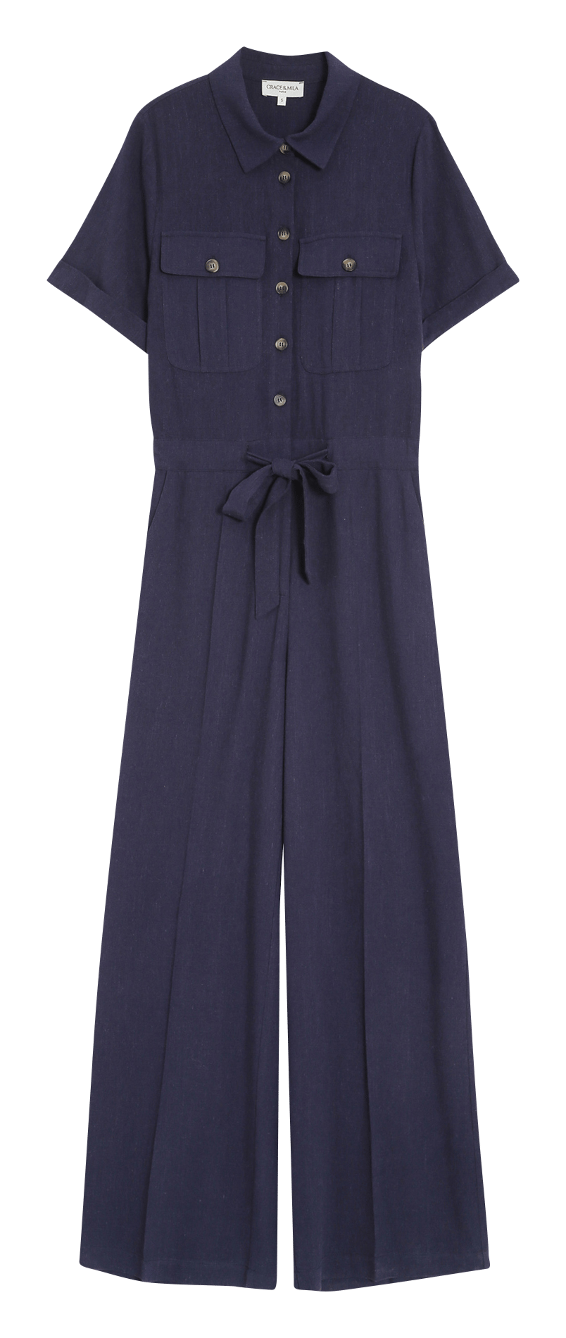 Combinaison manches courtes unie GRACE ET MILA Bleu