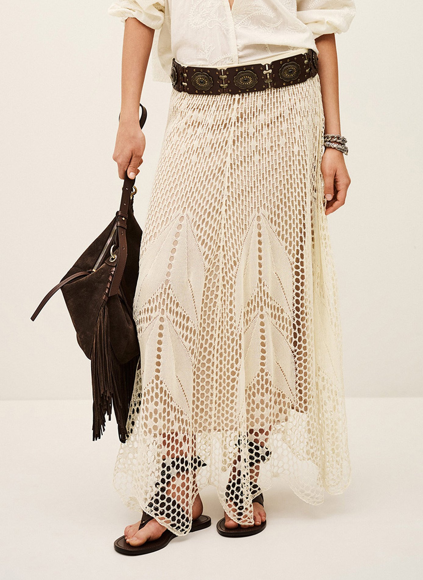 Jupe longue en coton bio BA&SH Beige