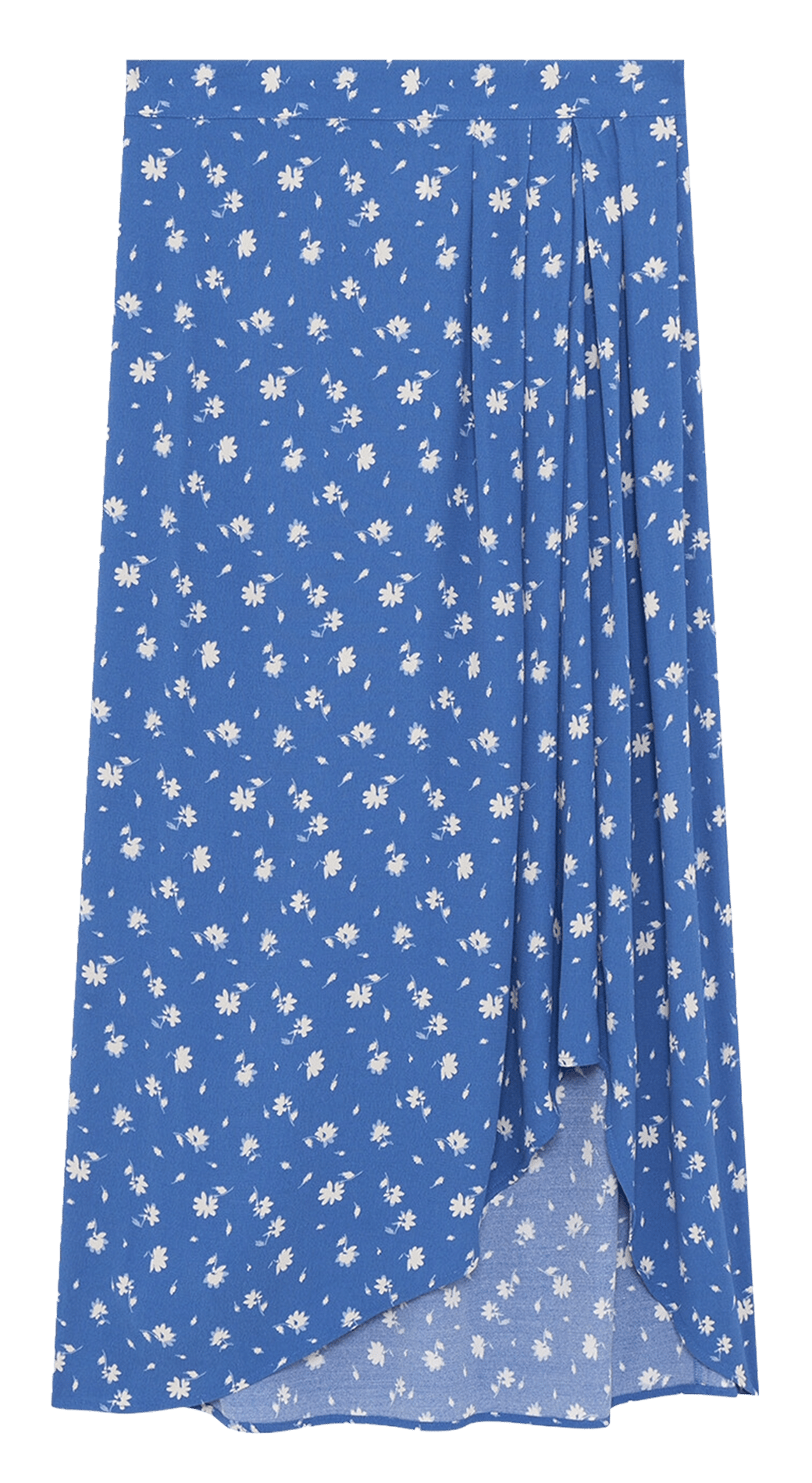 Jupe midi asymétrique à pois CAROLL Bleu