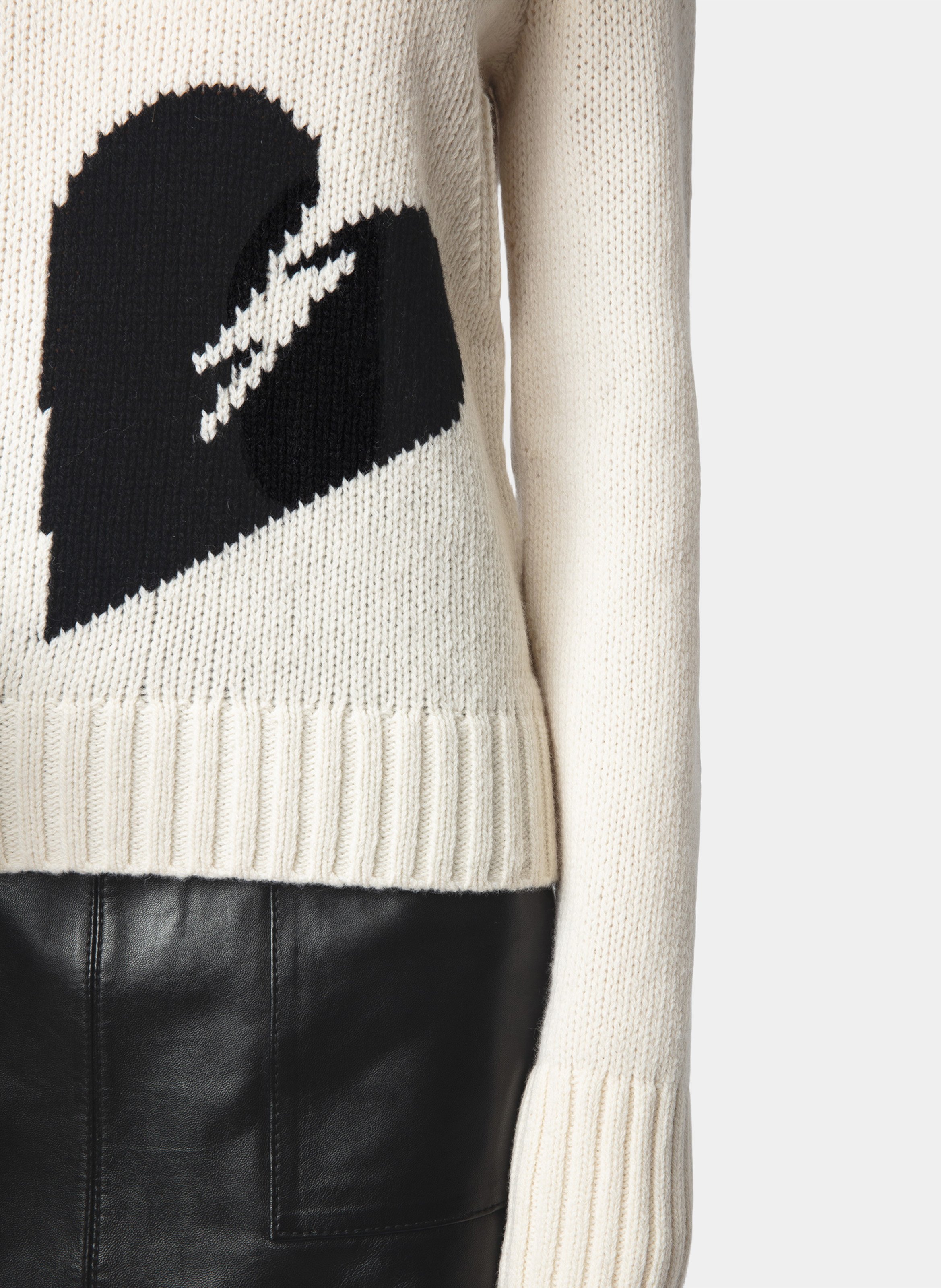 Pull droit en laine jacquard ZADIG&VOLTAIRE Blanc