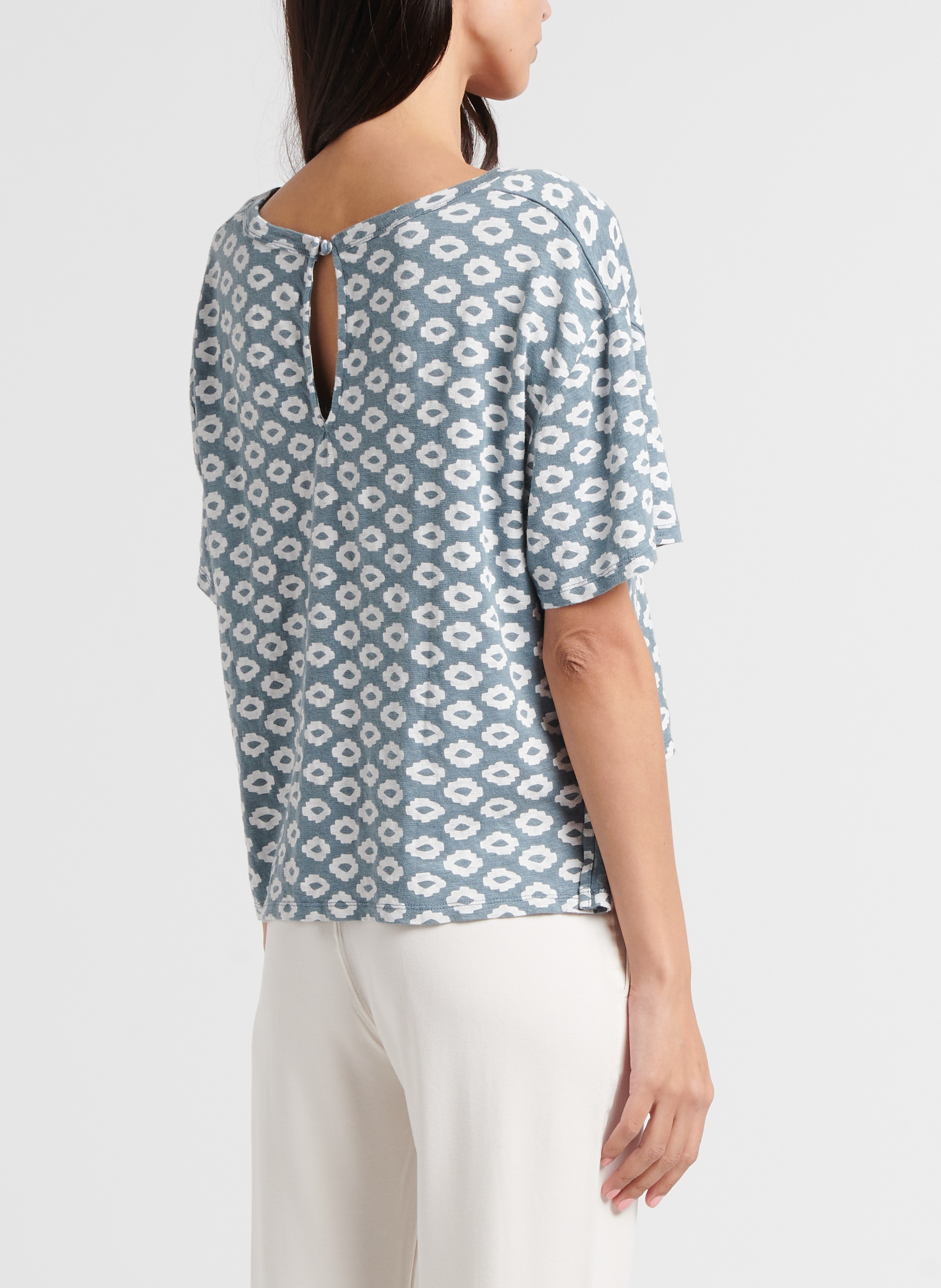 V-neck linen T-shirt MAJESTIC FILATURES Grey