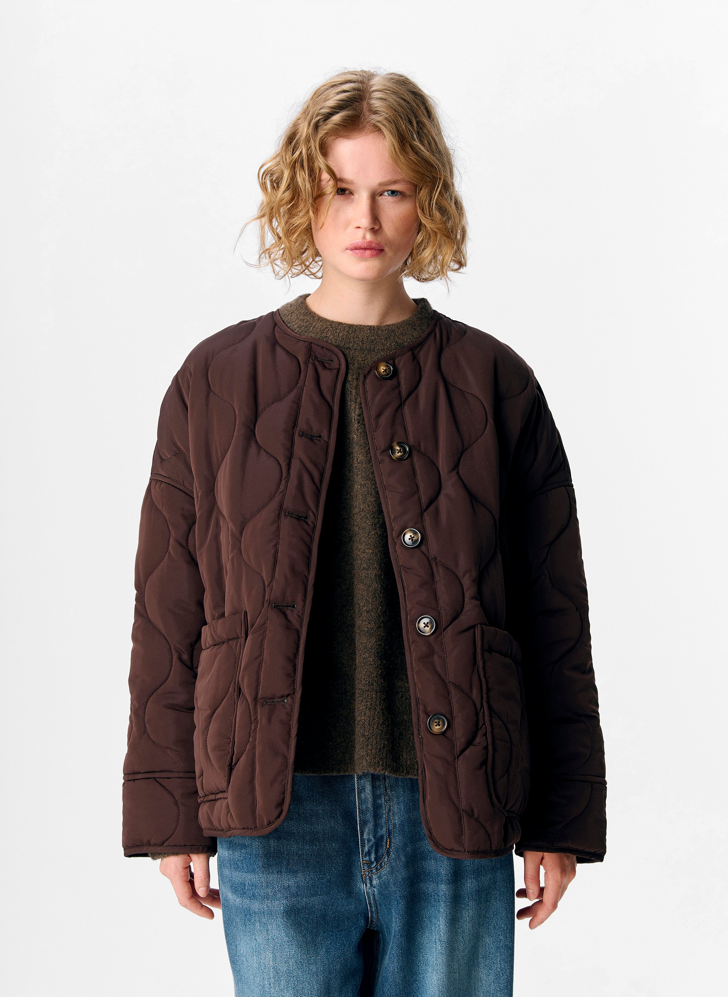 Veste droite matelassée  OBJECT Marron