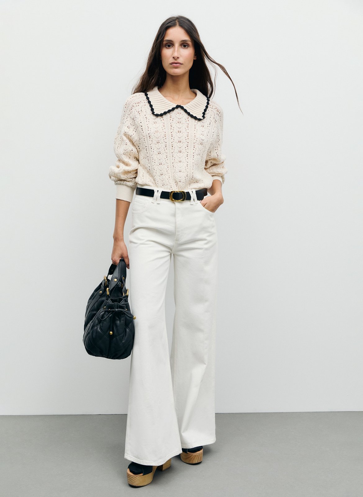 Pantalon flare taille haute uni GERARD DAREL Blanc