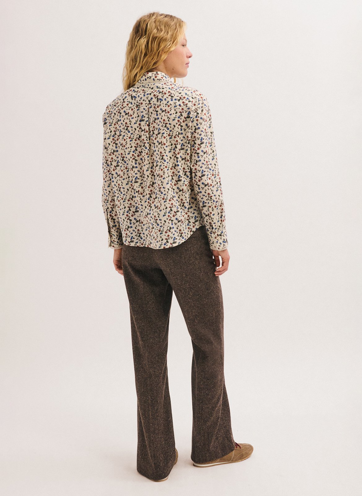 Gerade geschnittene Baumwollbluse PABLO Beige