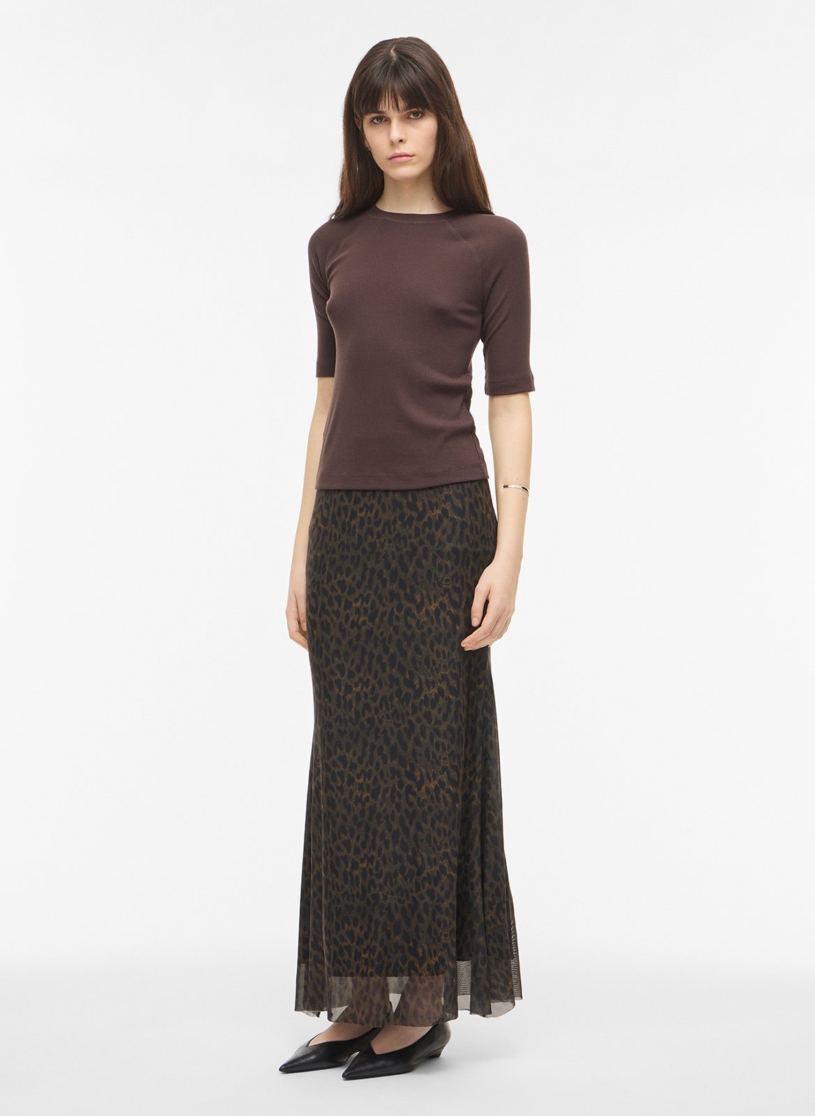 Long flared printed skirt ROUGE EDIT Golden