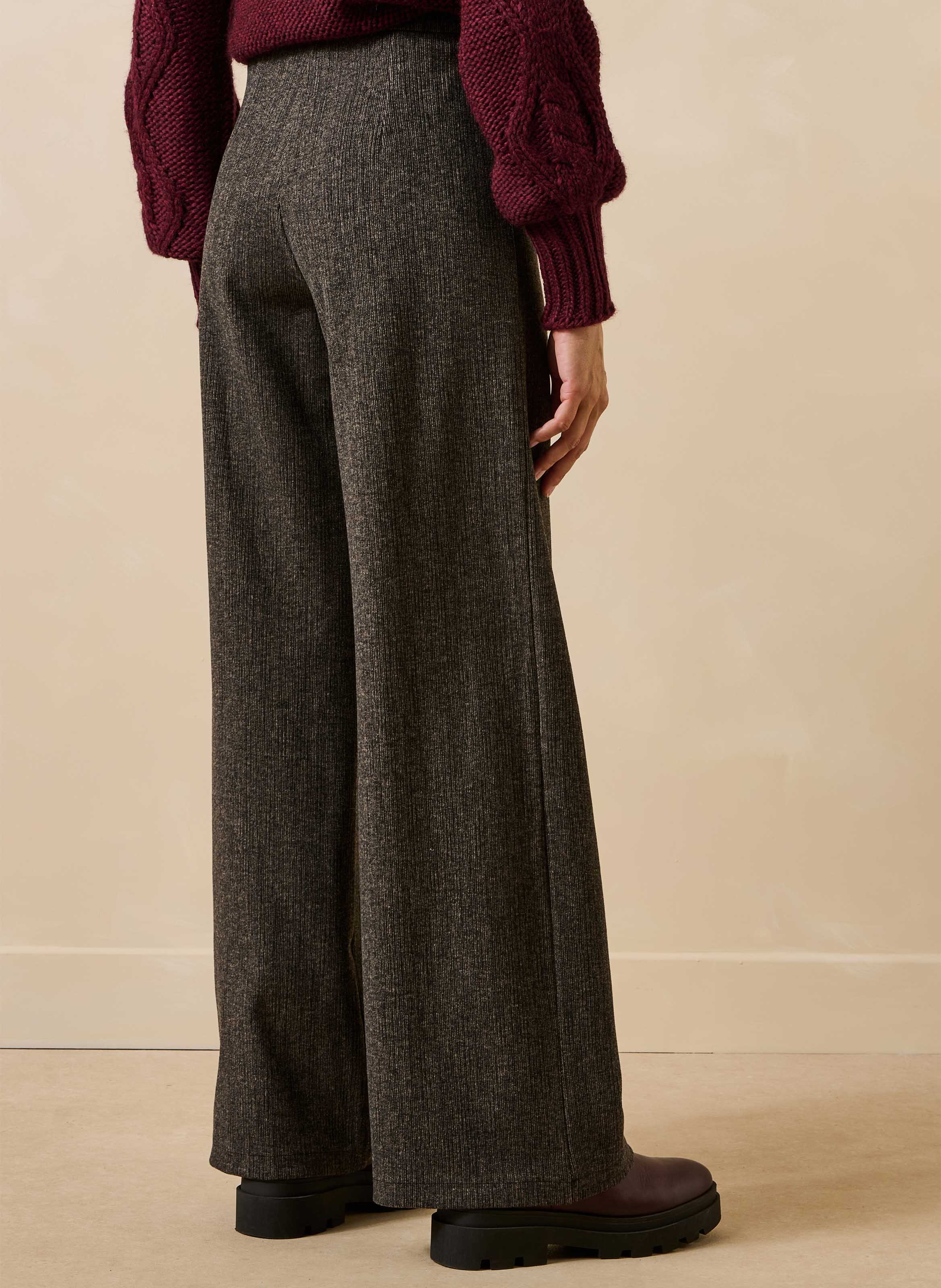 Pantalon droit large effet velours LA FEE MARABOUTEE Marron