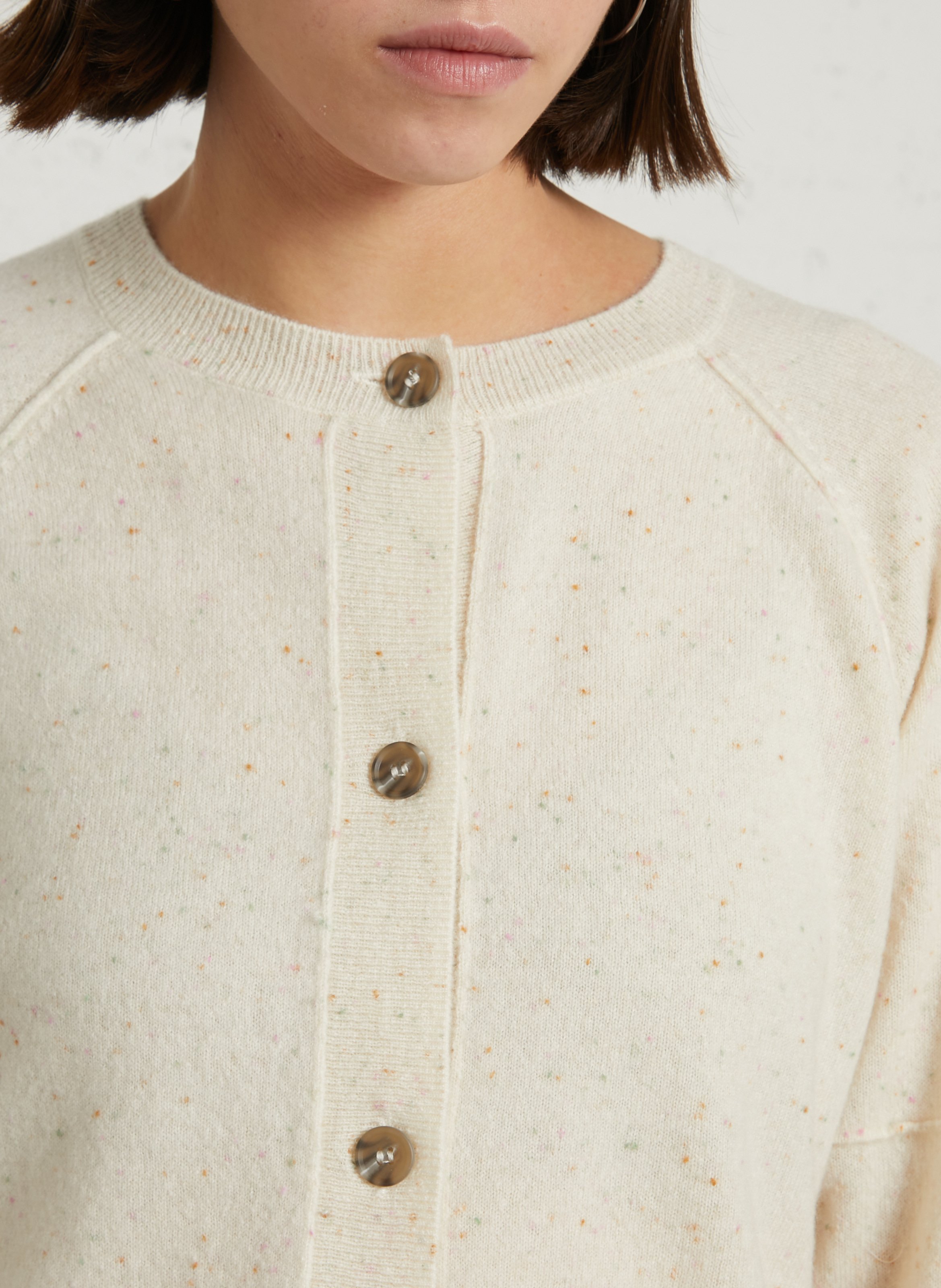Loose round neck speckled cashmere vest MAISON 123 Beige