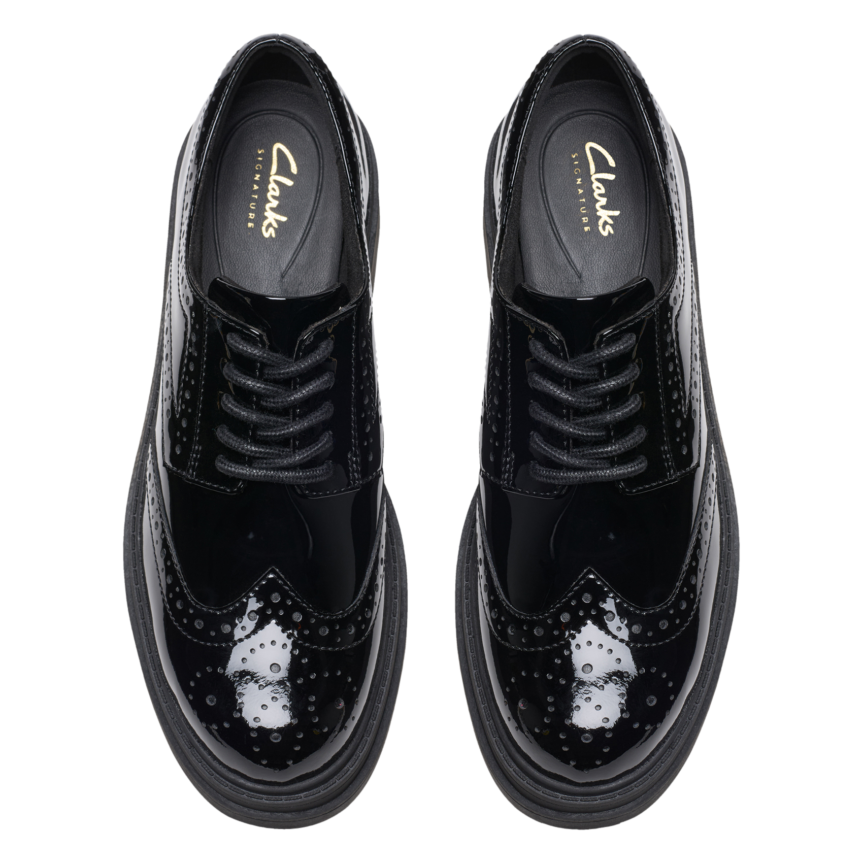 Derbies à lacets en cuir vernis CLARKS Noir