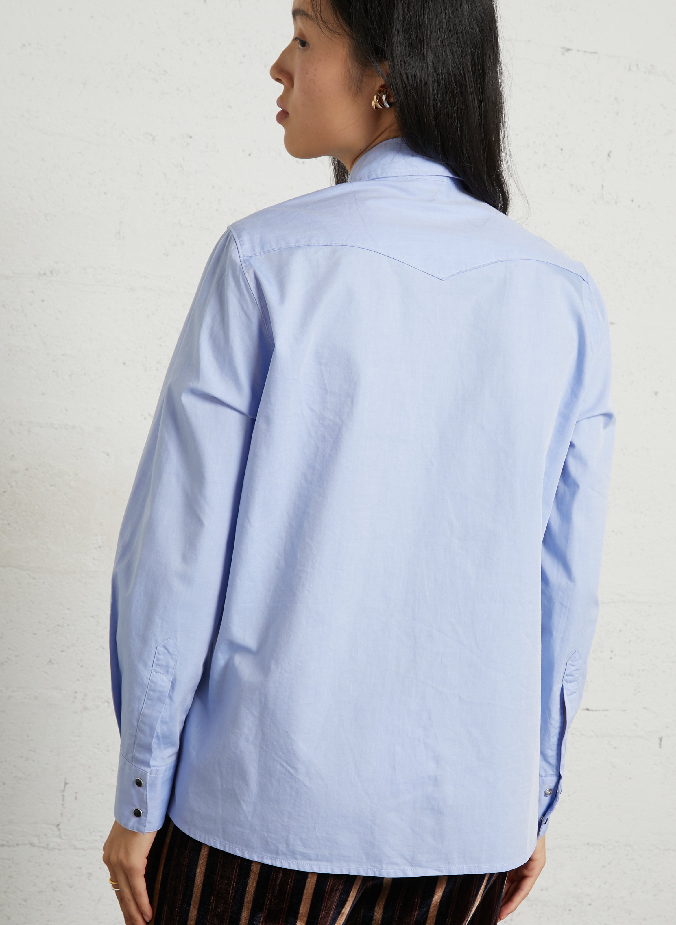 Plain cotton shirt DIEGA Blue