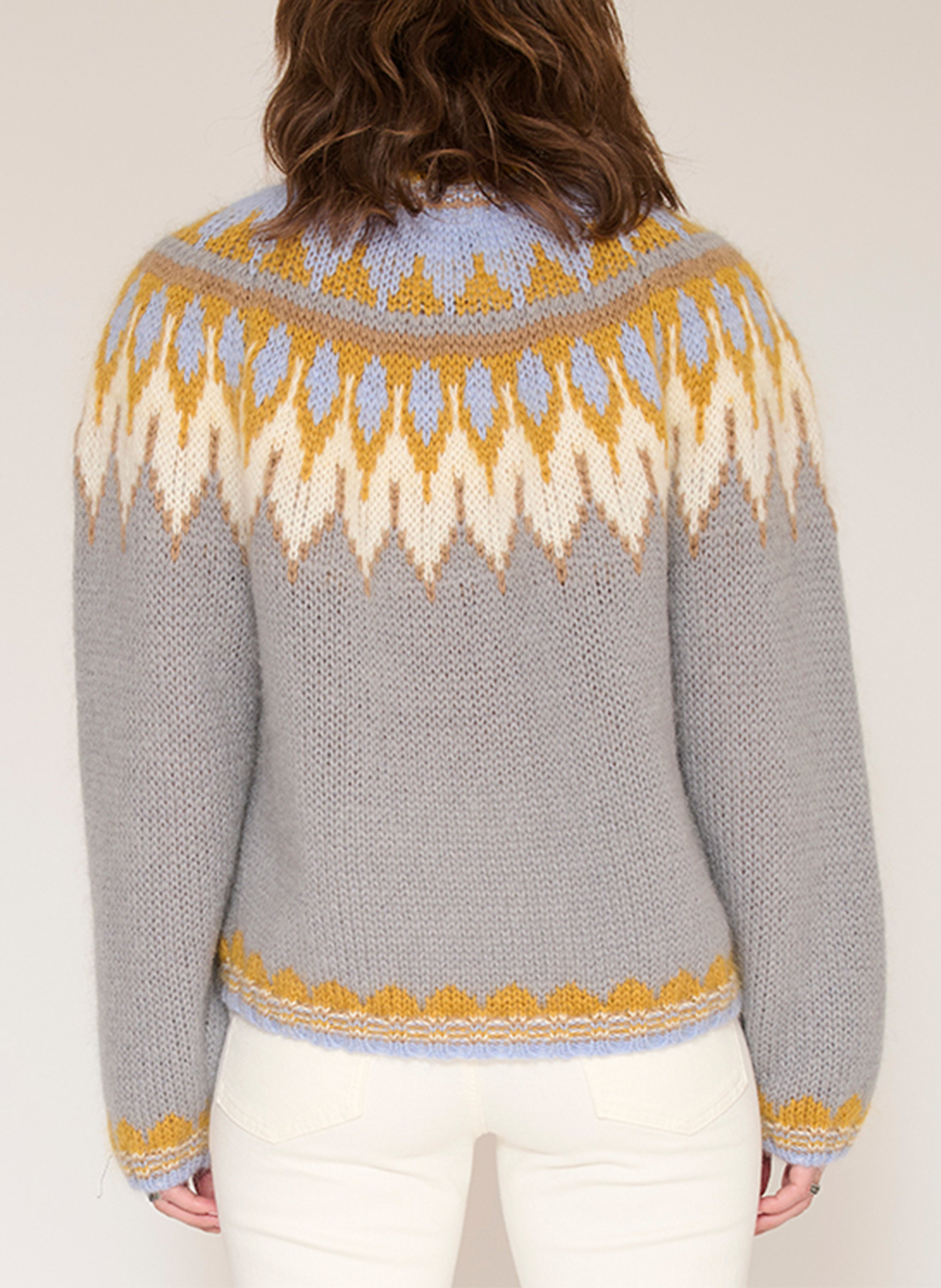 Gerader Pullover mit Rundhalsausschnitt und Jacquardmuster aus Wollmischung MKT Grau