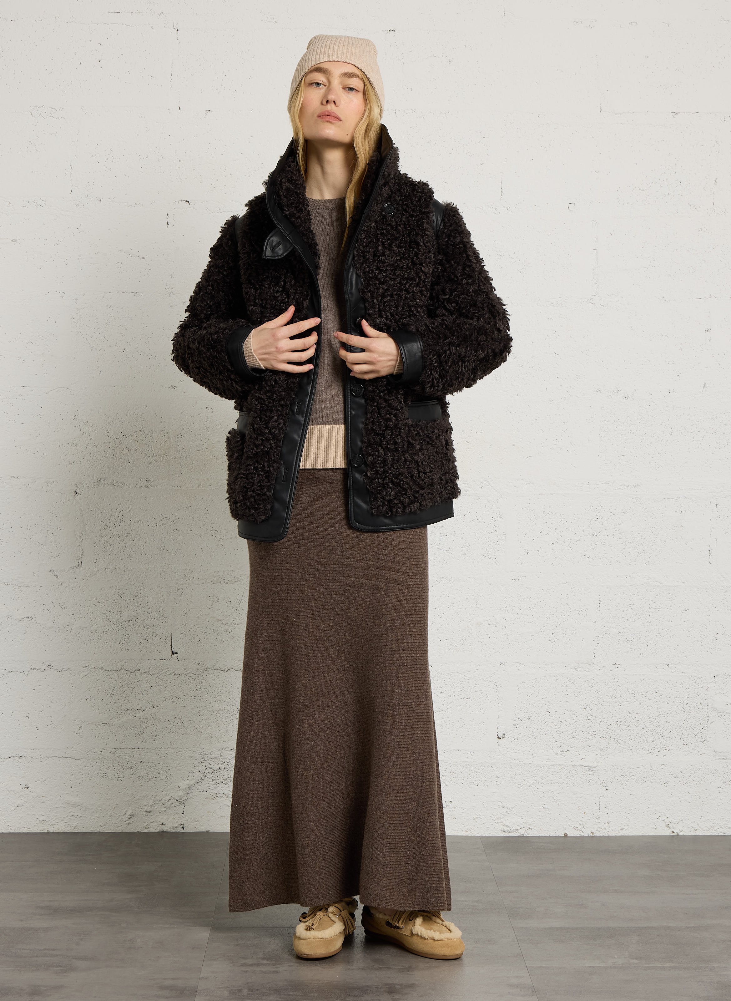 Veste droite col montant LEON & HARPER Noir