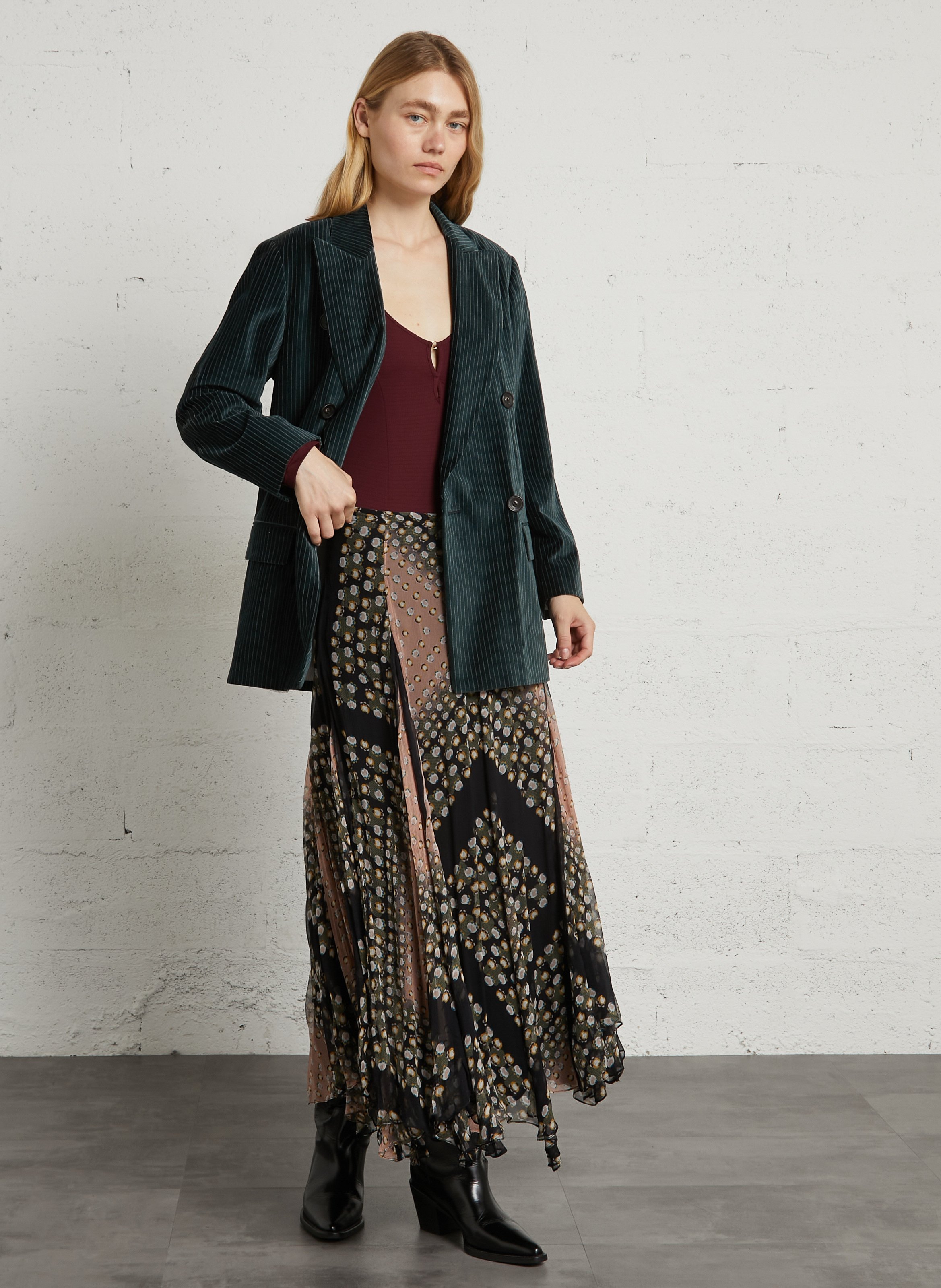 Striped cotton-blend straight-cut jacket with tailored collar DIEGA Black