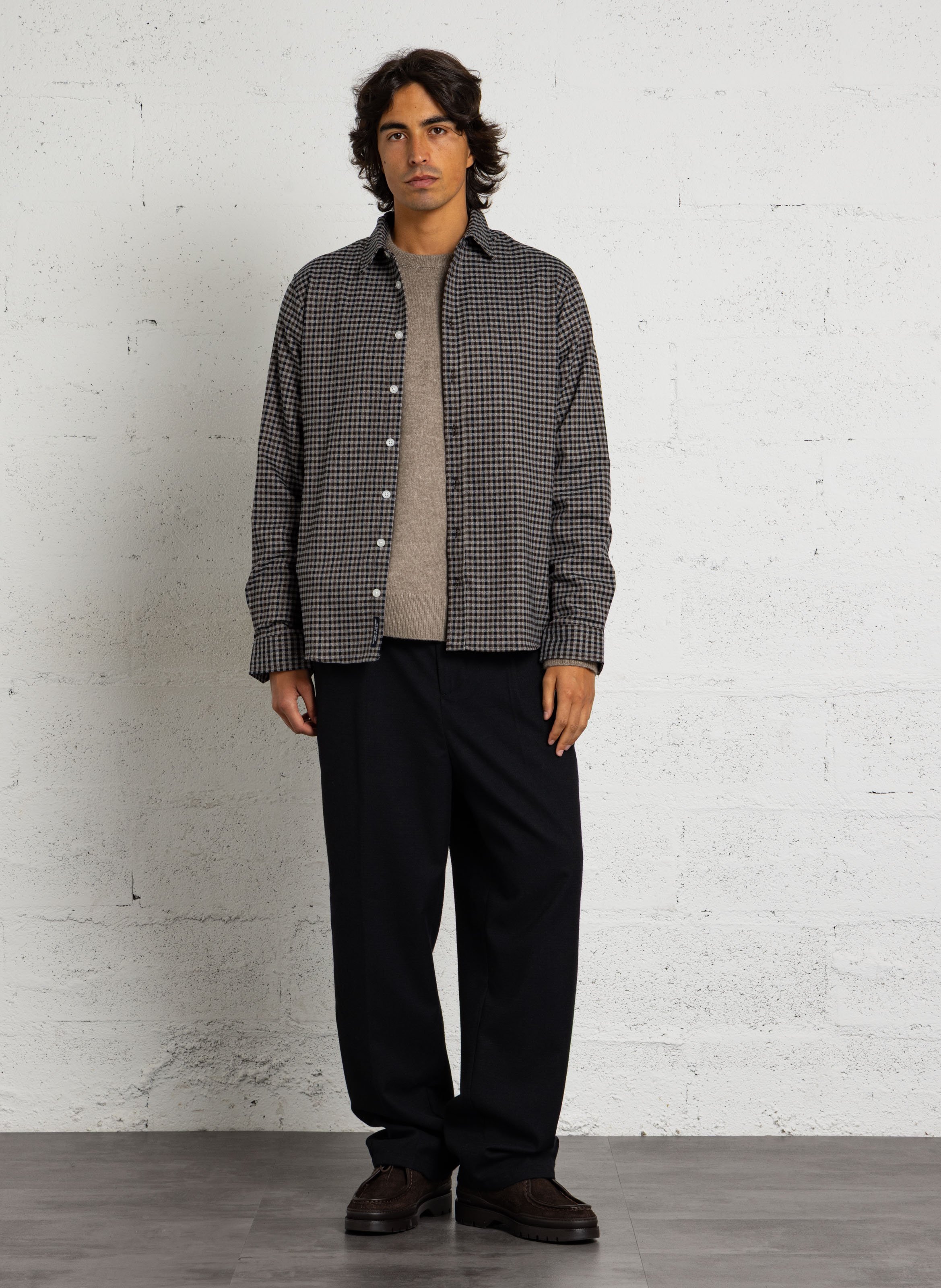 Checked shirt with tailored collar CASUAL FRIDAY Beige