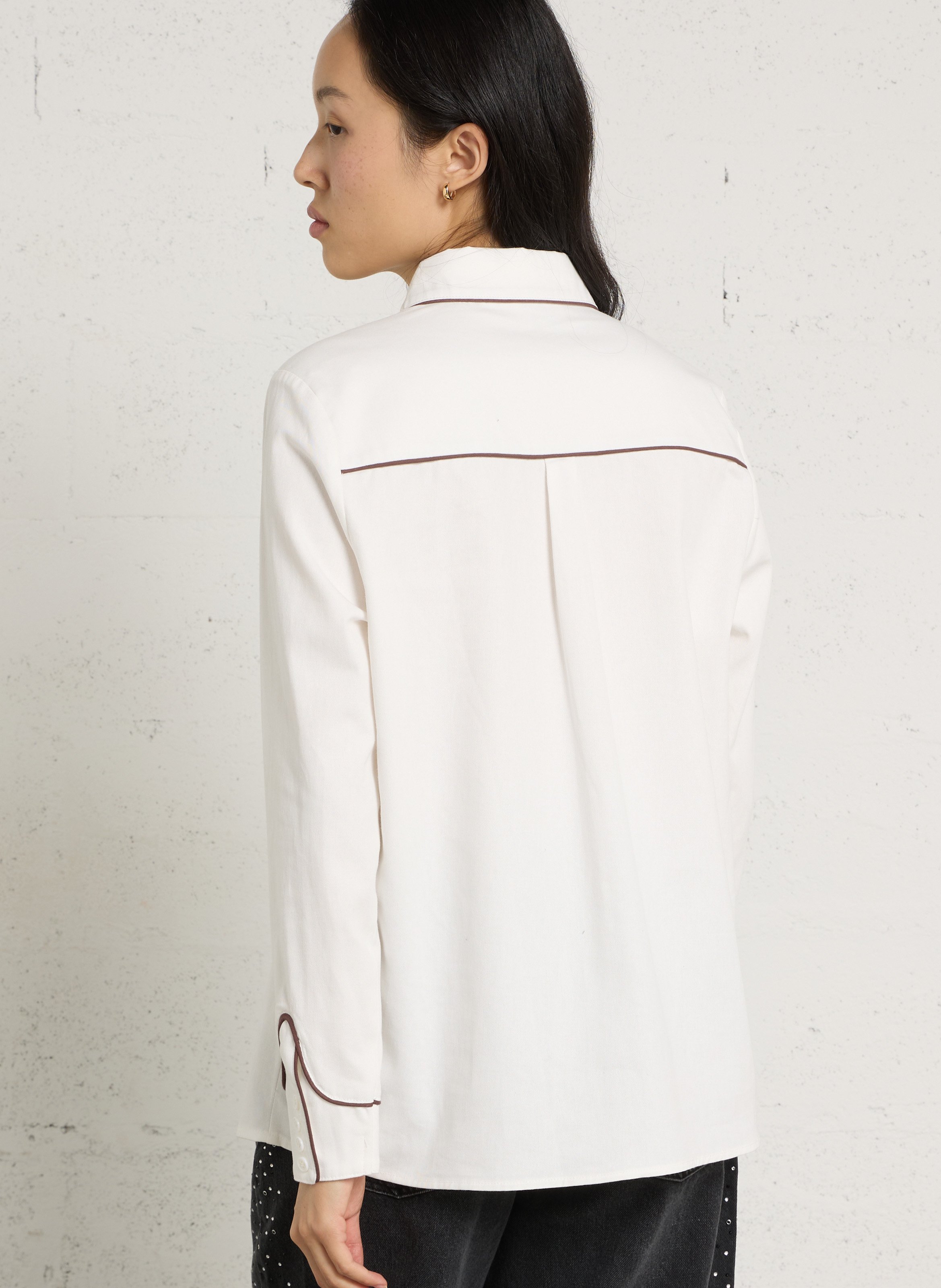 Straight shirt with cotton embroideries LA PETITE ETOILE Beige