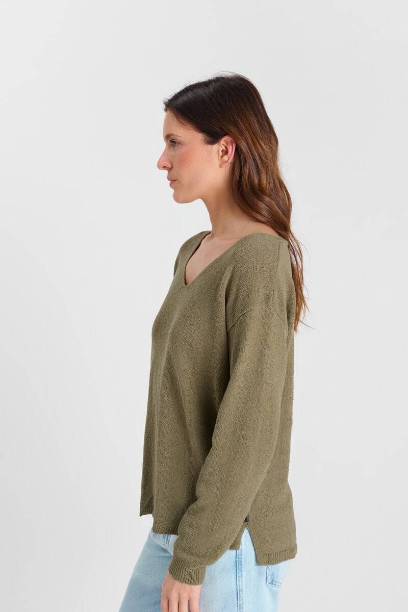 V-neck sweater LE TEMPS DES CERISES Khaki