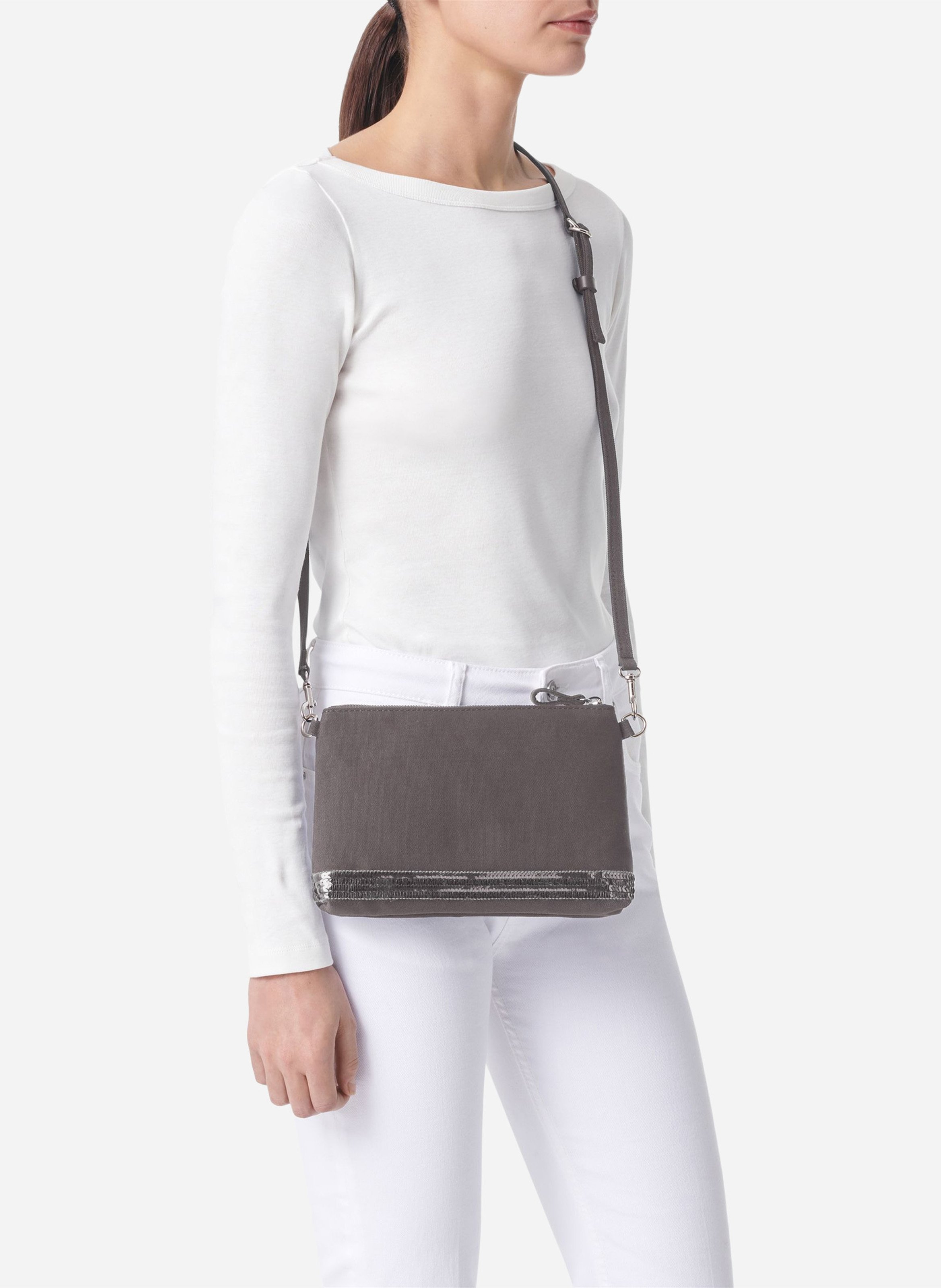 Sequined cotton clutch bag VANESSA BRUNO Grey
