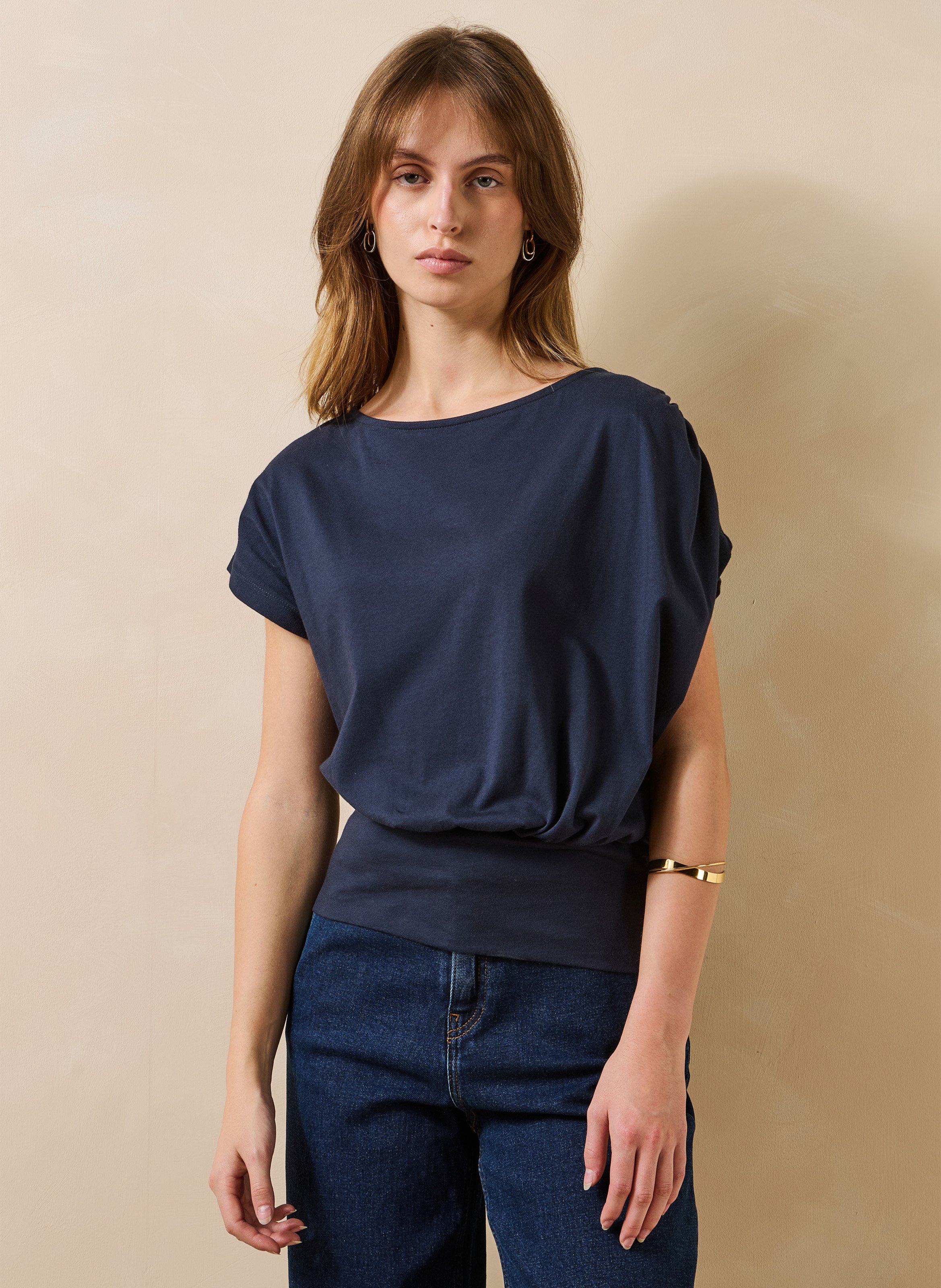 Top ajusté en coton bio LA FEE MARABOUTEE Bleu