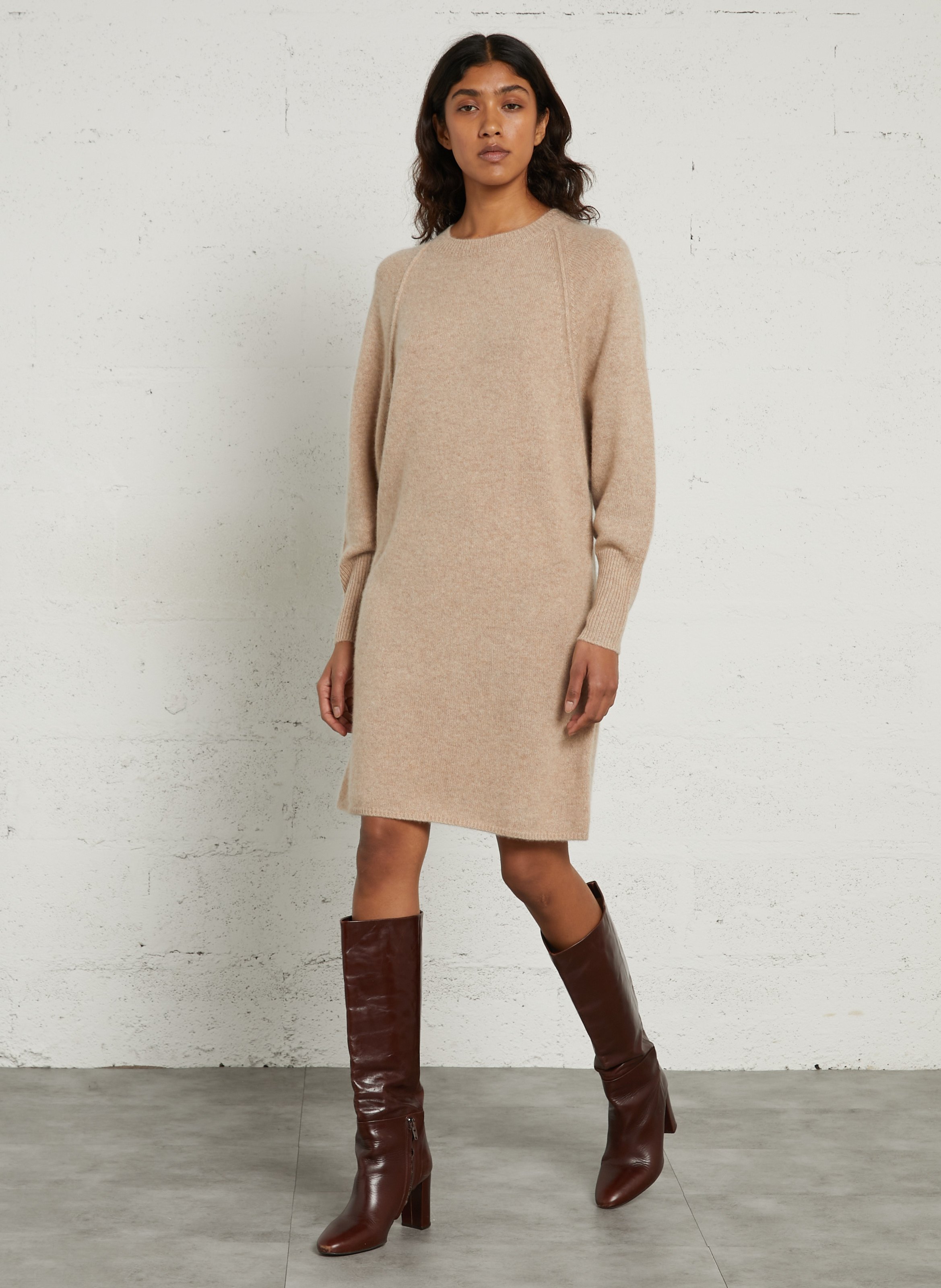 Gerades Kaschmir-Pulloverkleid MAISON 123 Grau