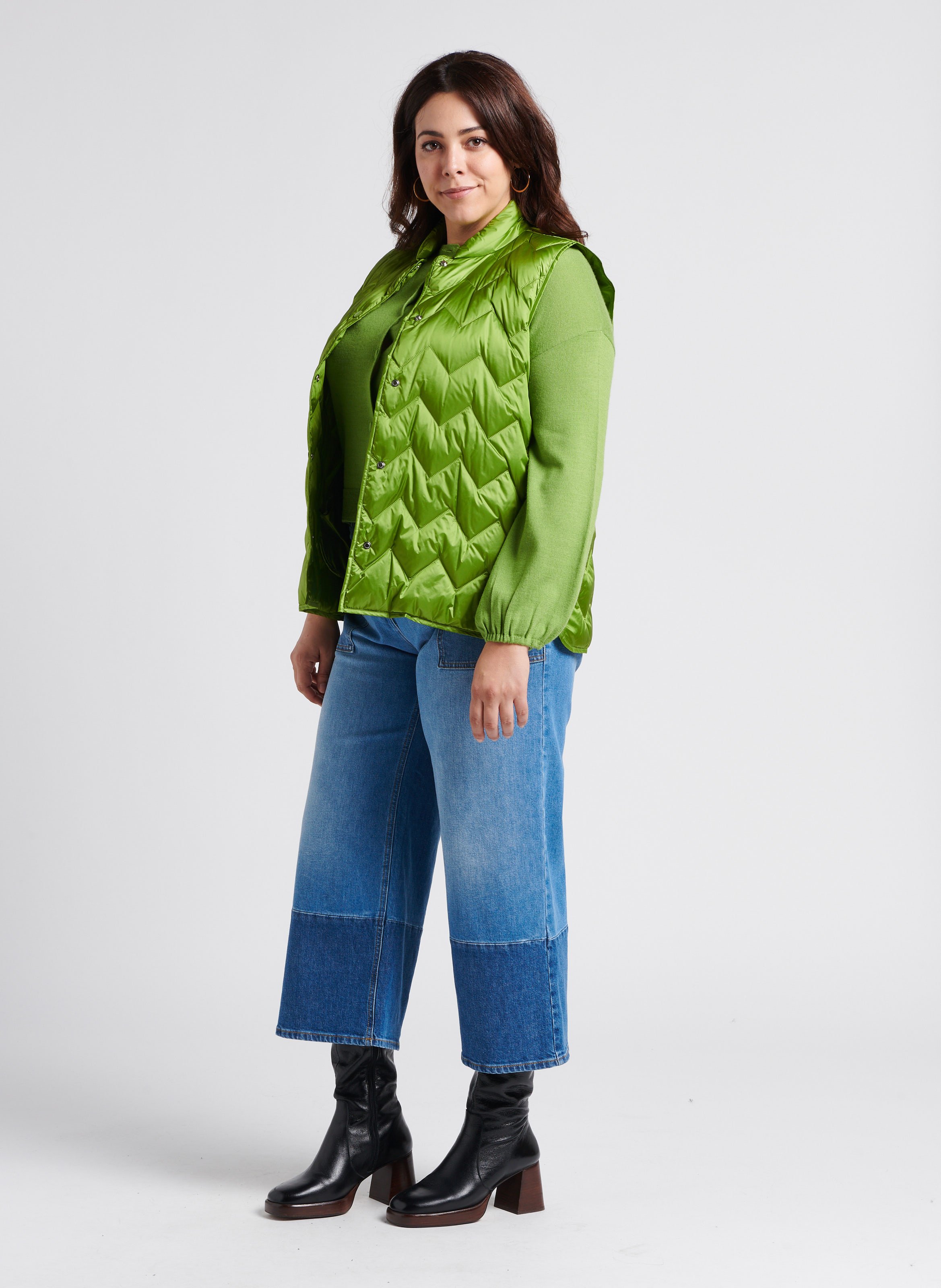 Sleeveless lightweight down jacket PERSONA by Marina Rinaldi Green