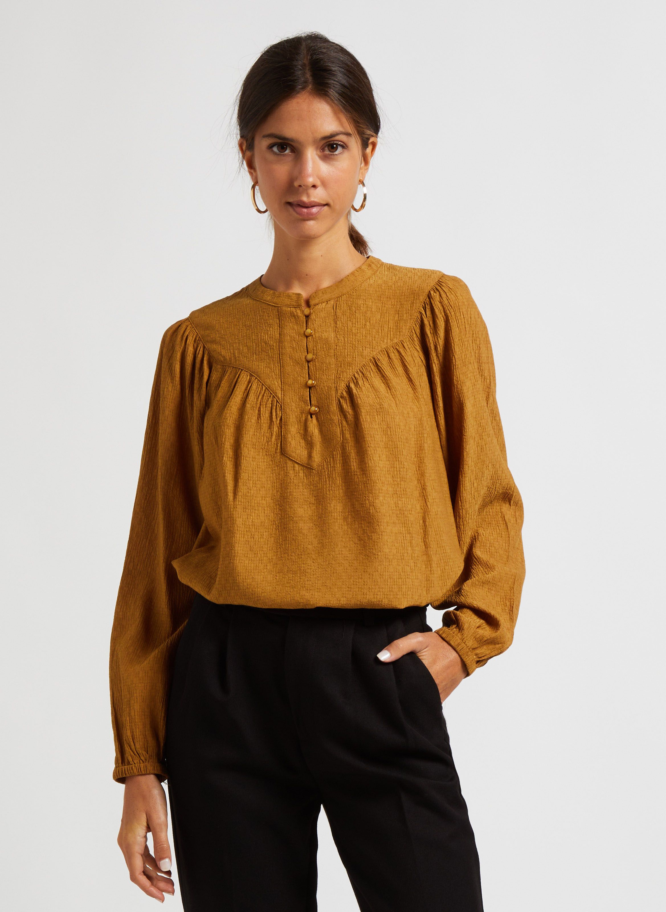 Blouse col 2024 rond femme