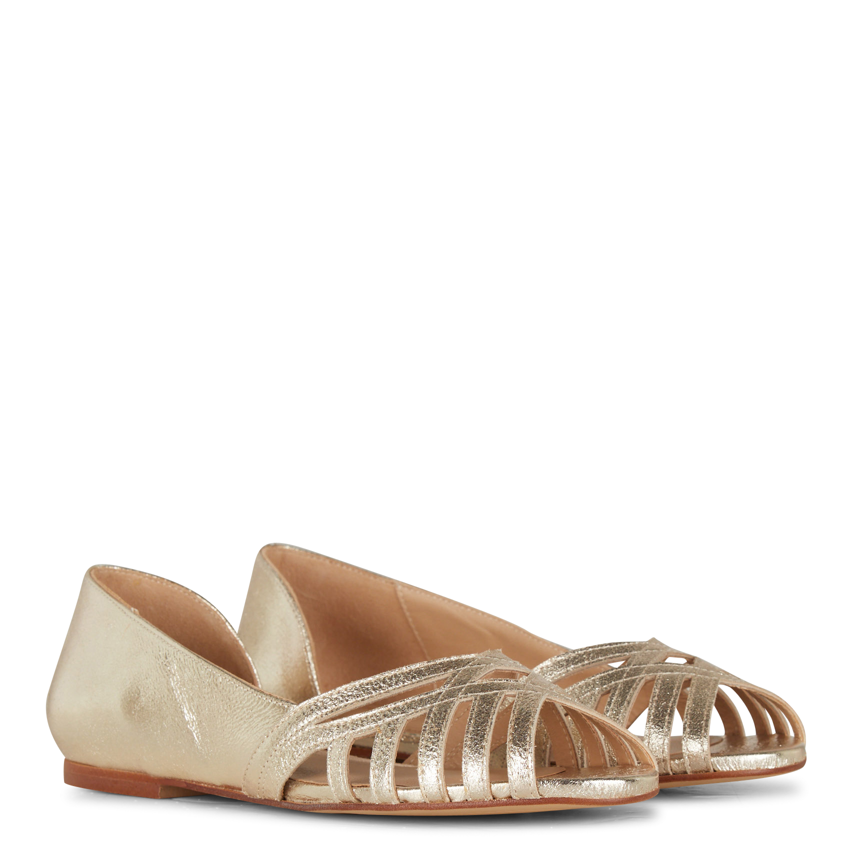 Flat leather sandals COSMOPARIS Golden