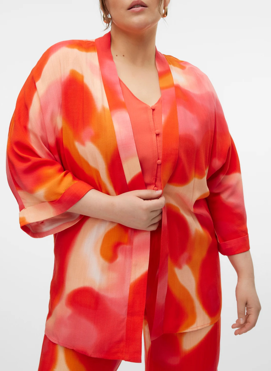 Weiter Cardigan mit Muster VERO MODA CURVE Orange