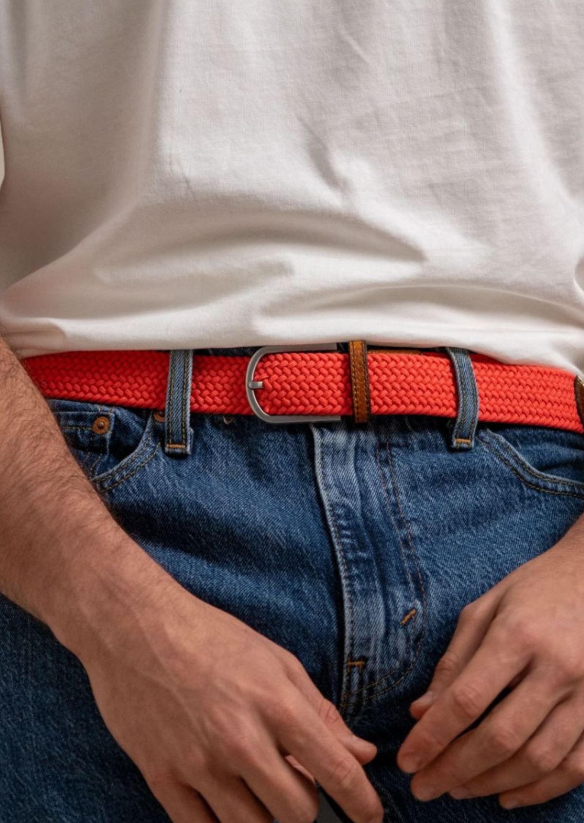Solid Elastic Braided Belt BILLYBELT Orange