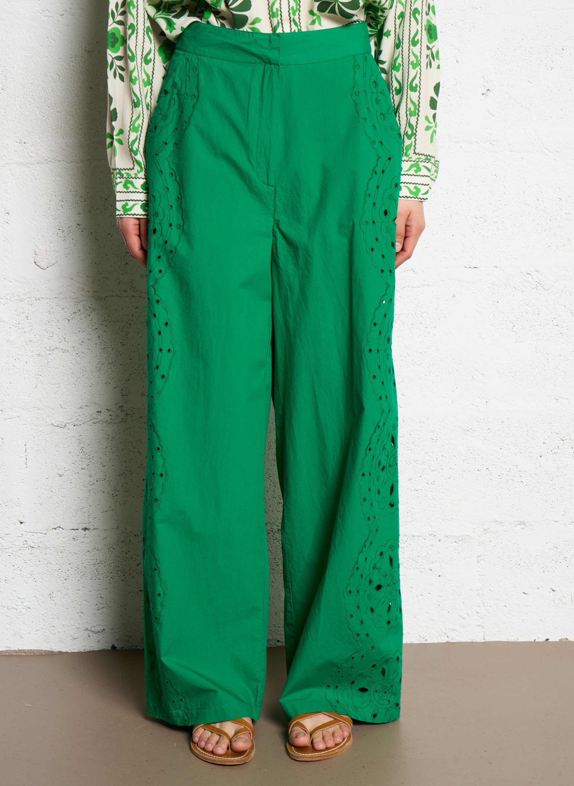 Wide cotton trousers  LA PETITE ETOILE Green