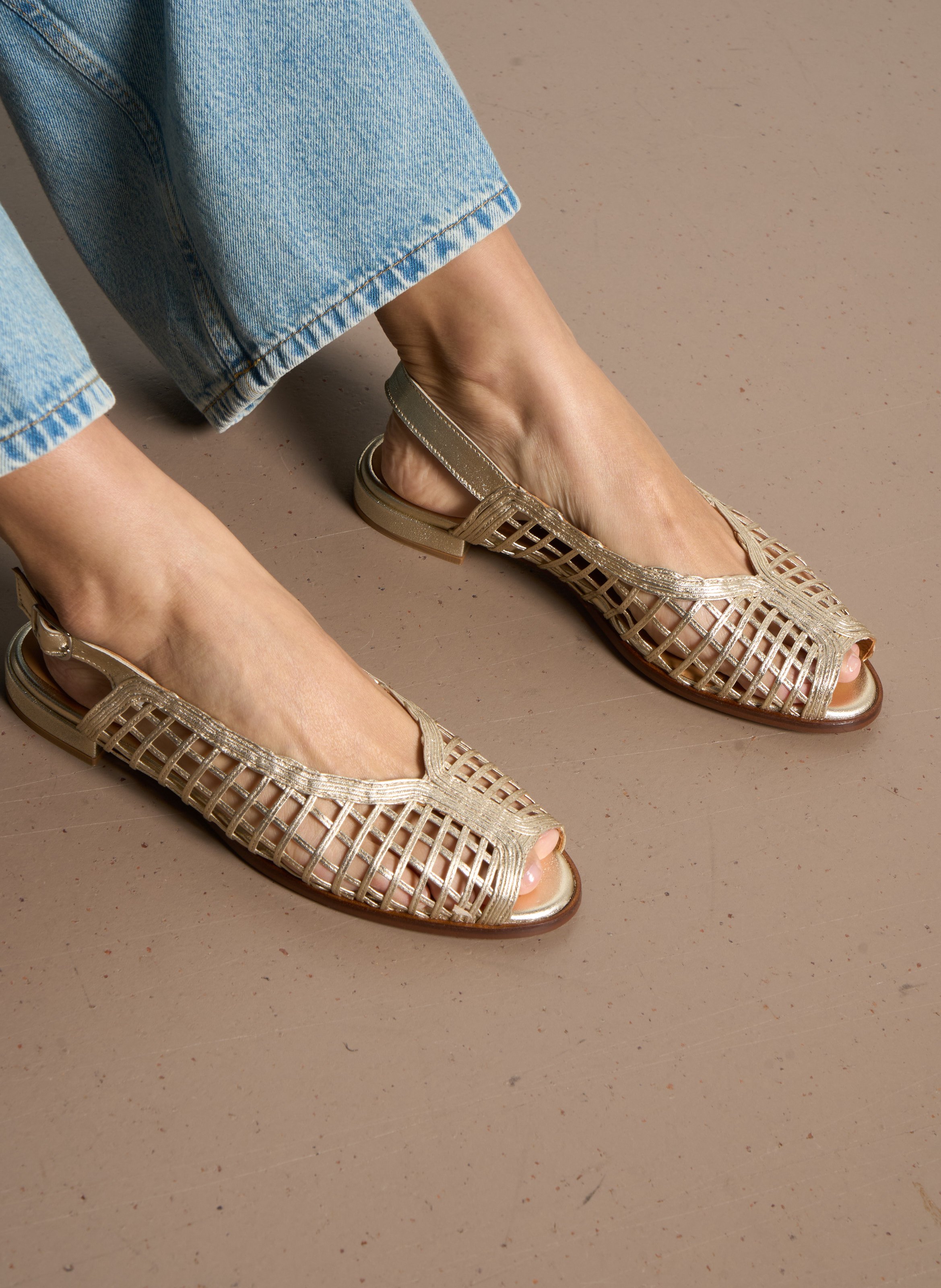 Ballerines en cuir métallisé KOSMA MENORCA Doré