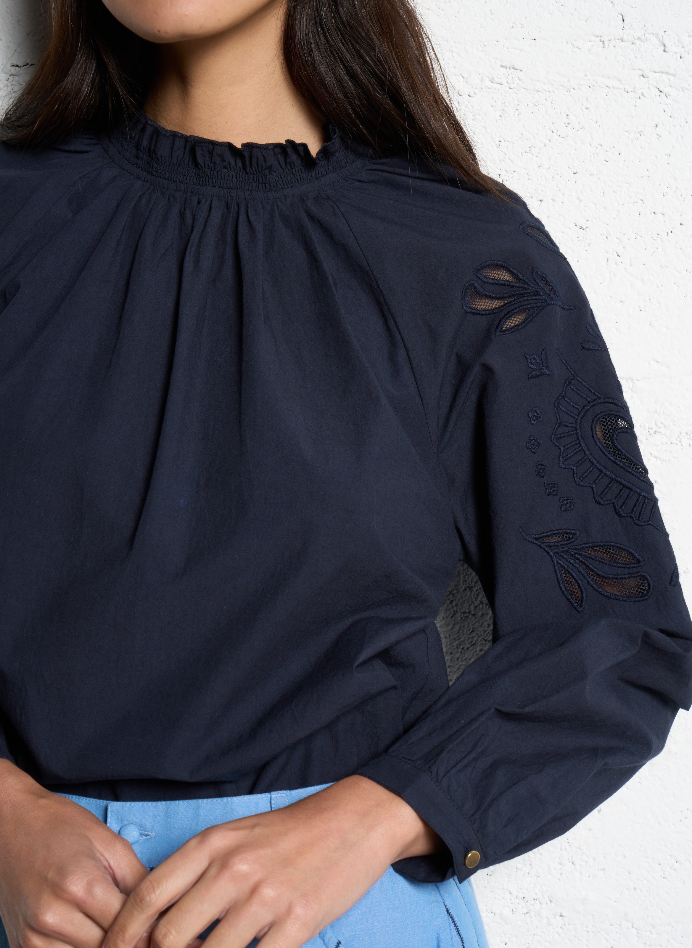 Straight cotton blouse I CODE Blue