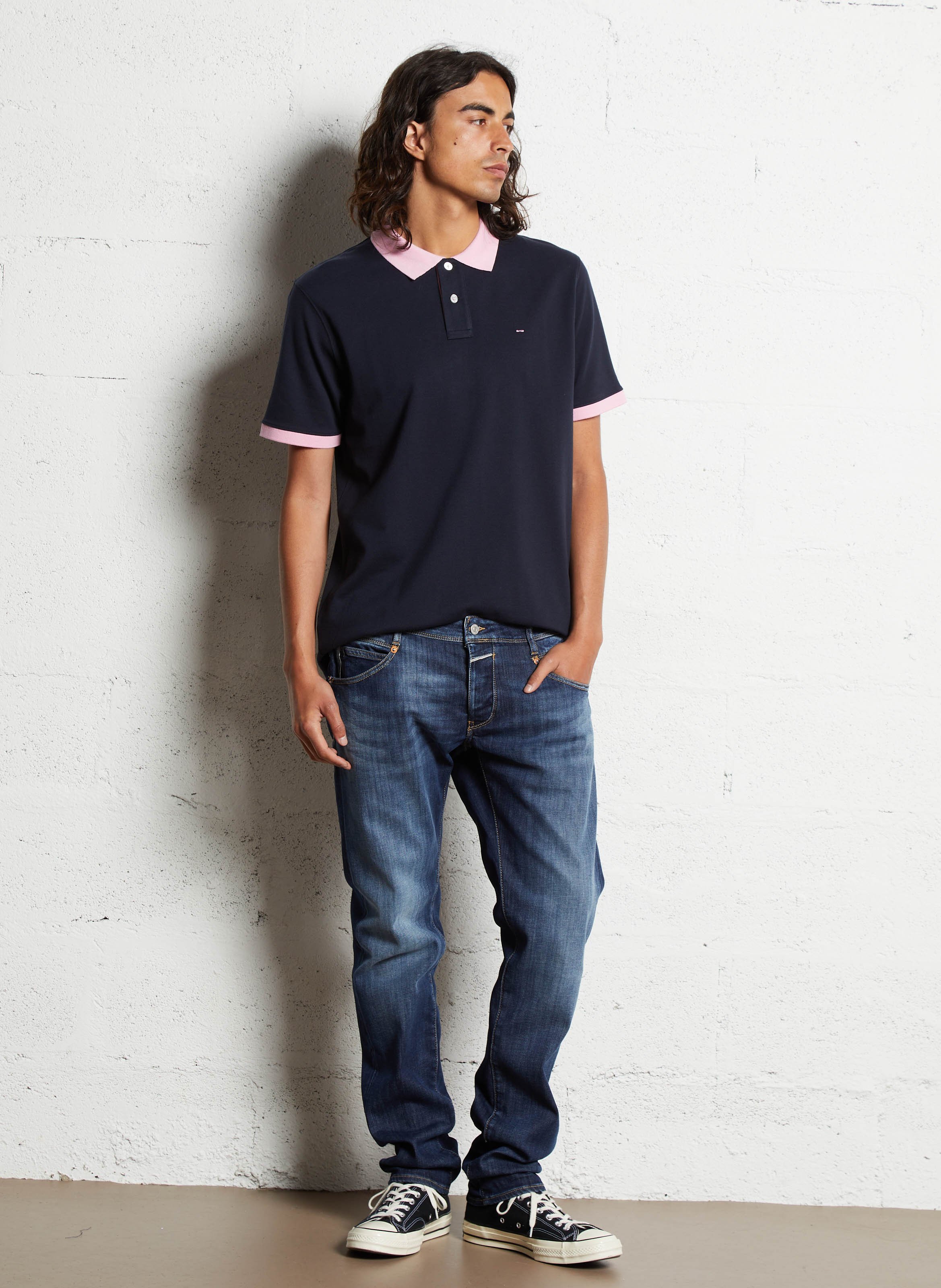 Polo droit en coton EDEN PARK Bleu