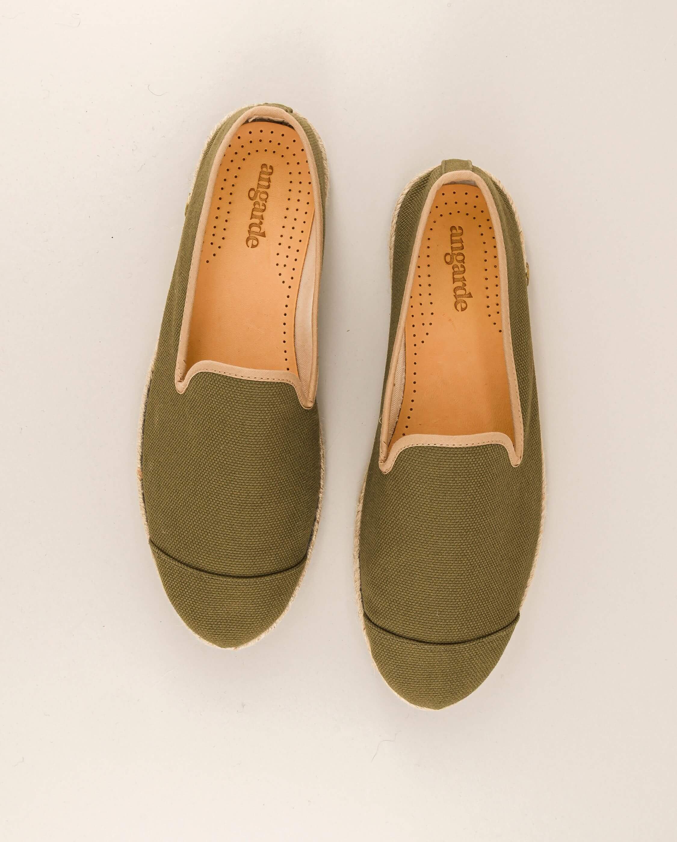 Men's cotton espadrilles, olive beige ANGARDE Green