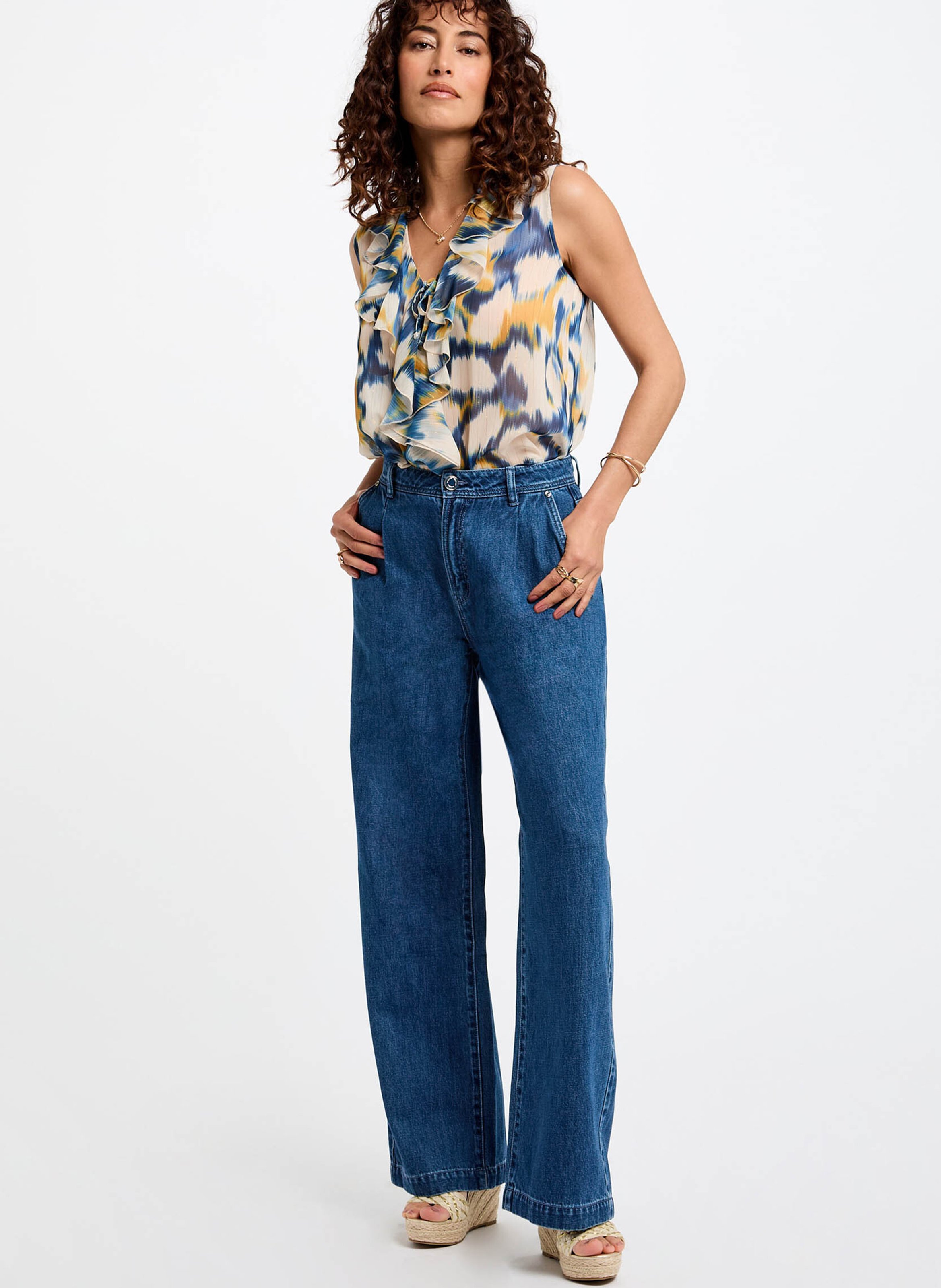 Bootcut broek met hoge taille MORGAN Blauw