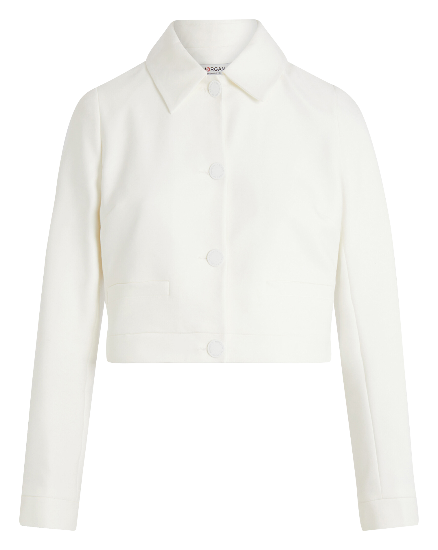 Cotton-blend coat with classic collar MORGAN White