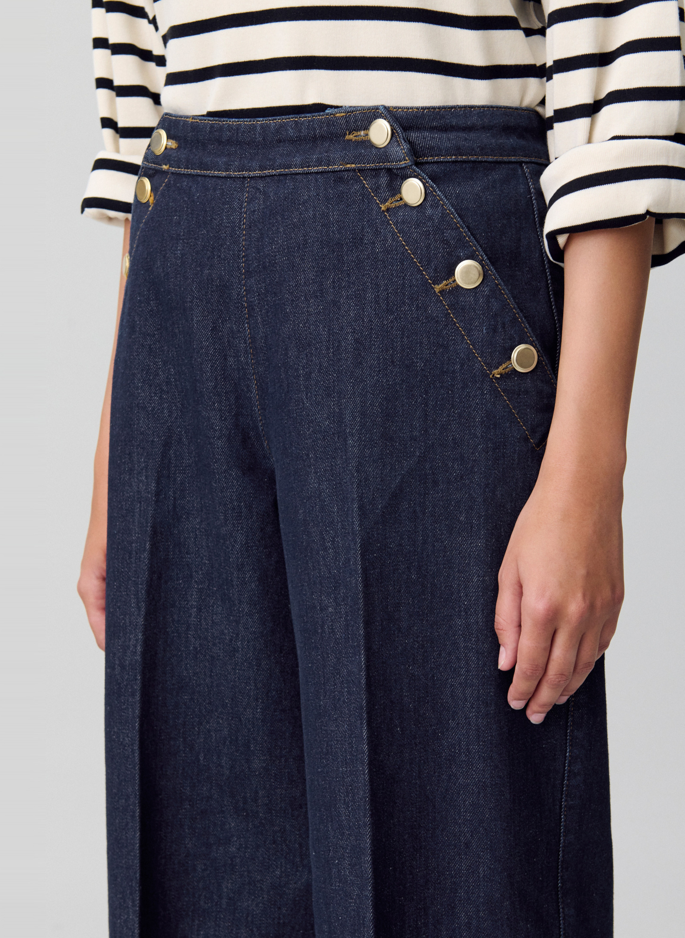 Jean large boutonné en denim brut CLAUDIE PIERLOT Bleu